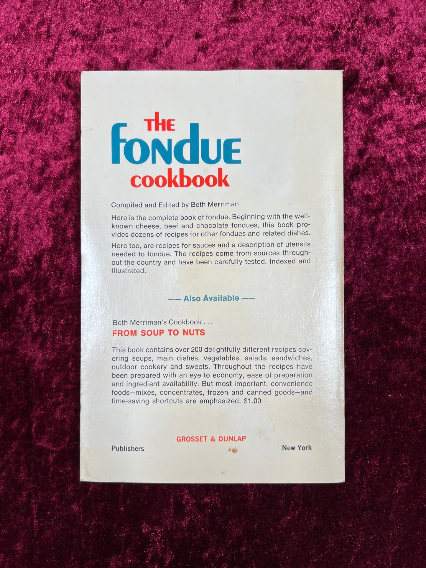 Vintage Paperback - The Fondue Cookbook - Beth Merriman - 1969