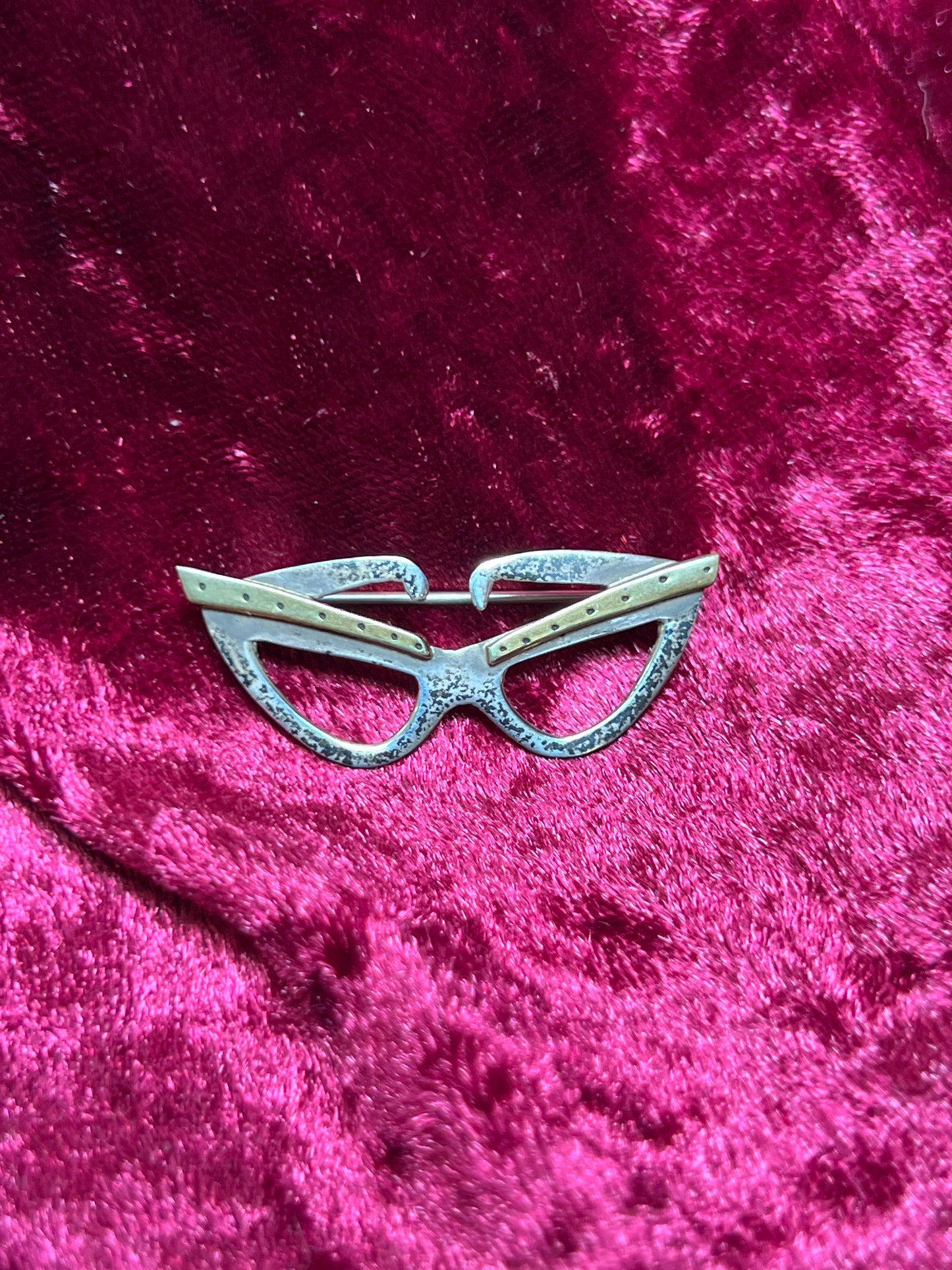 Vintage Jewelry - Brooch - 925 Silver - Cat Eye Glasses
