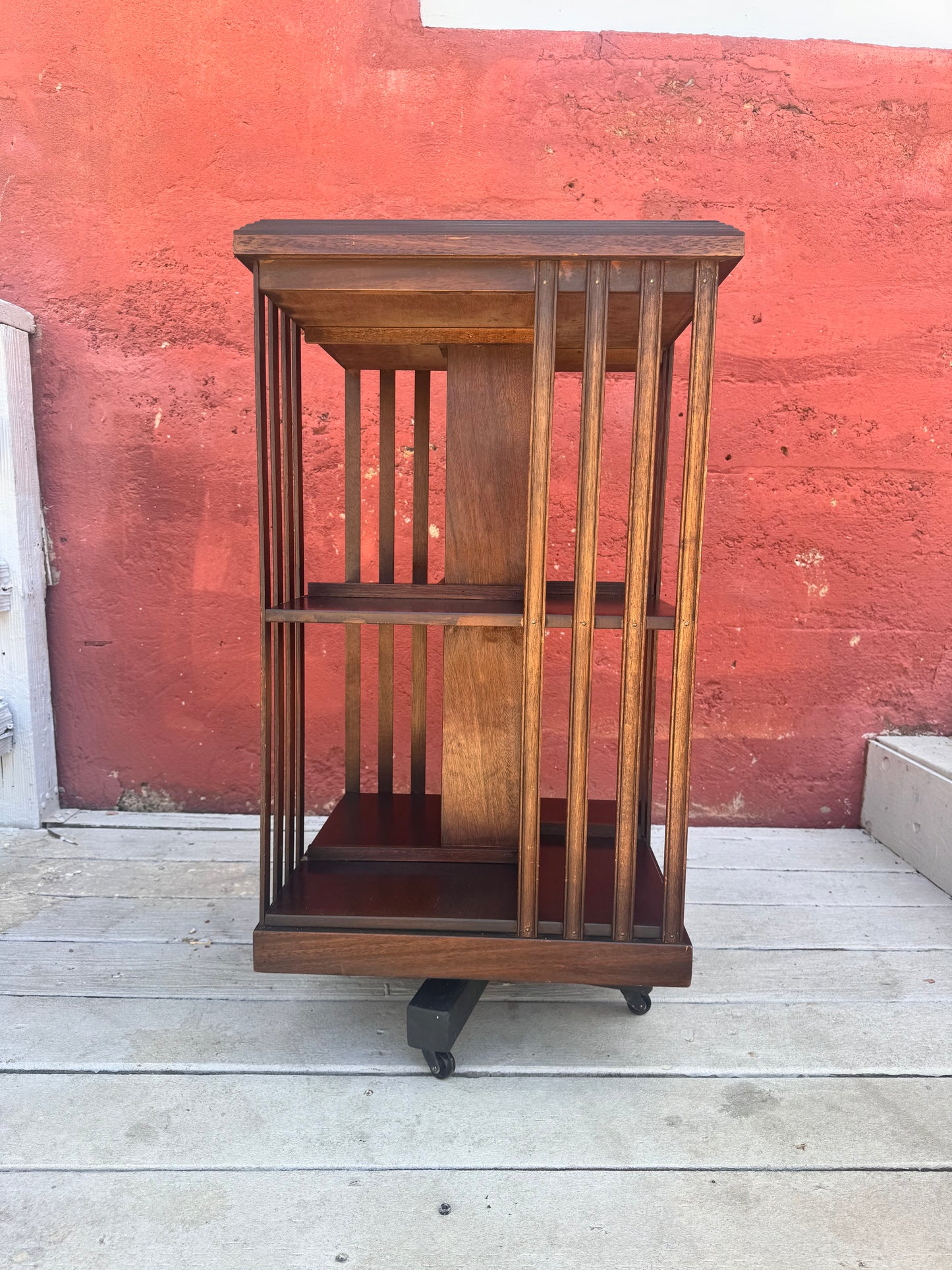Antique Edwardian Whirling Barrister Bookcase with Inlay
