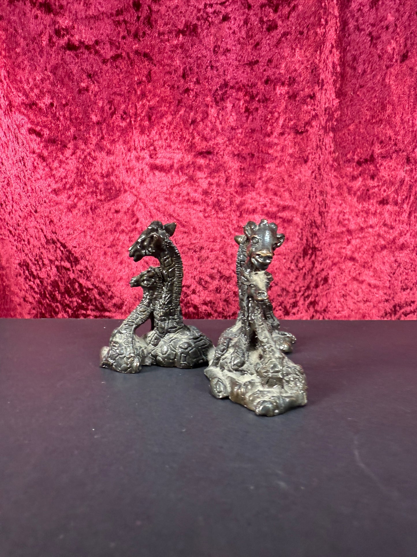 Vintage Trinket - Pewter Egg Stand - Giraffe Family