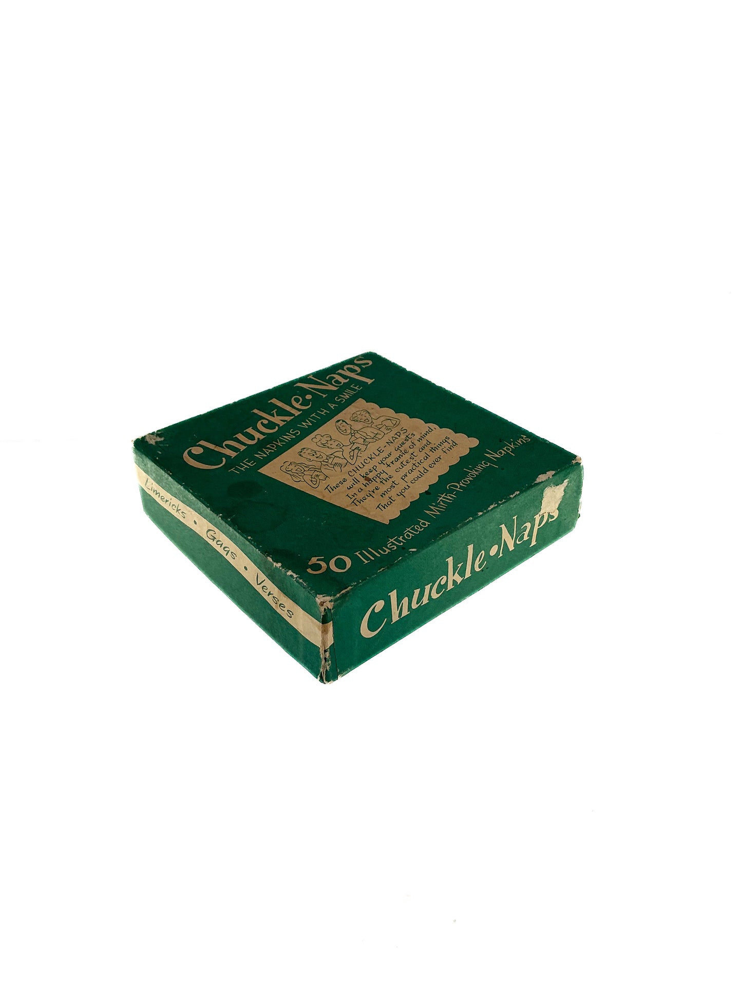 Vintage Cocktail Napkins - Chuckle Naps - Illustrated Limericks Gags Verses - 1950s