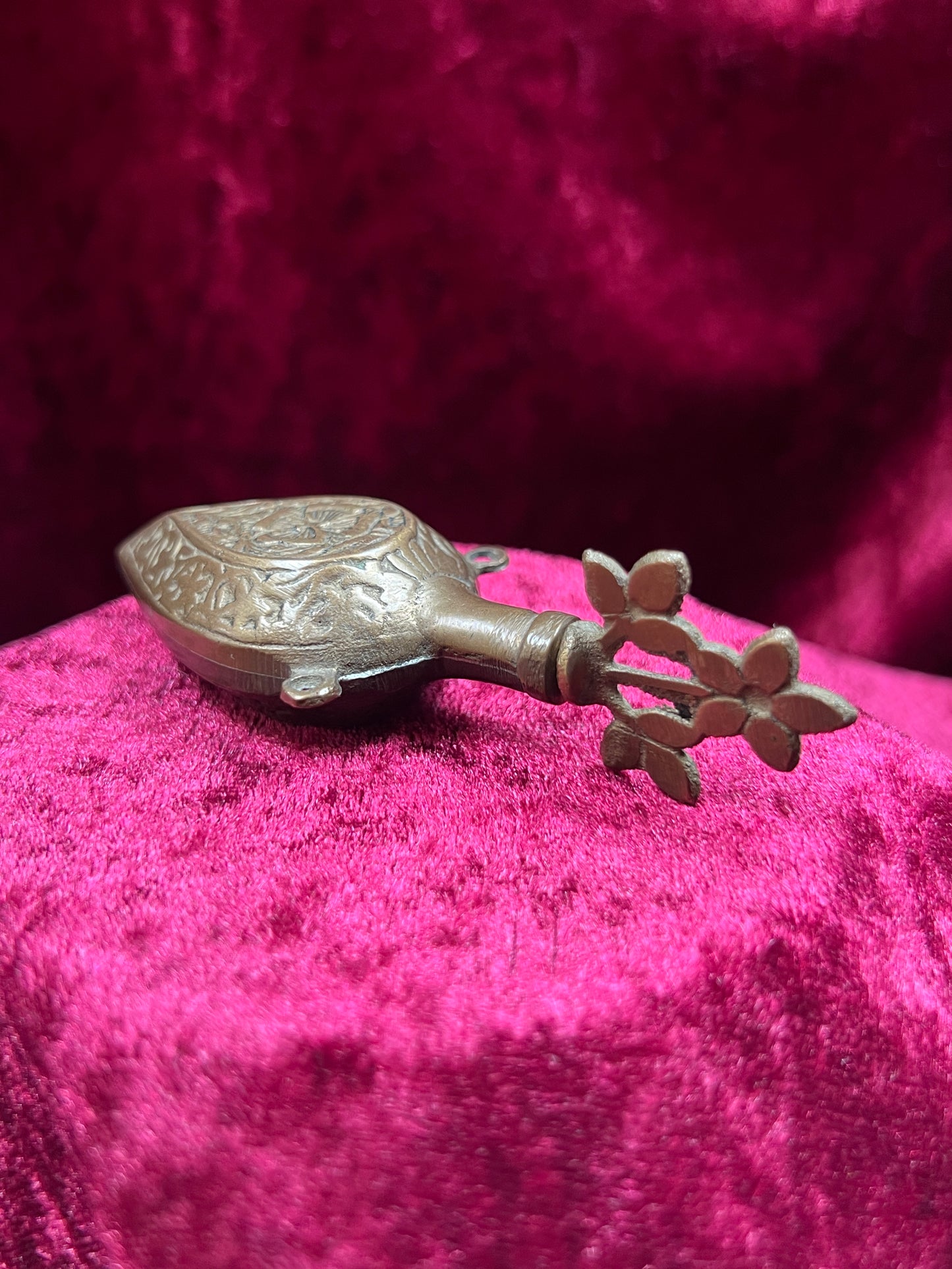 Vintage Vanity - Pocket Perfume Bottle with Screw Top Stopper - Brass - Ornate Floral Filigree