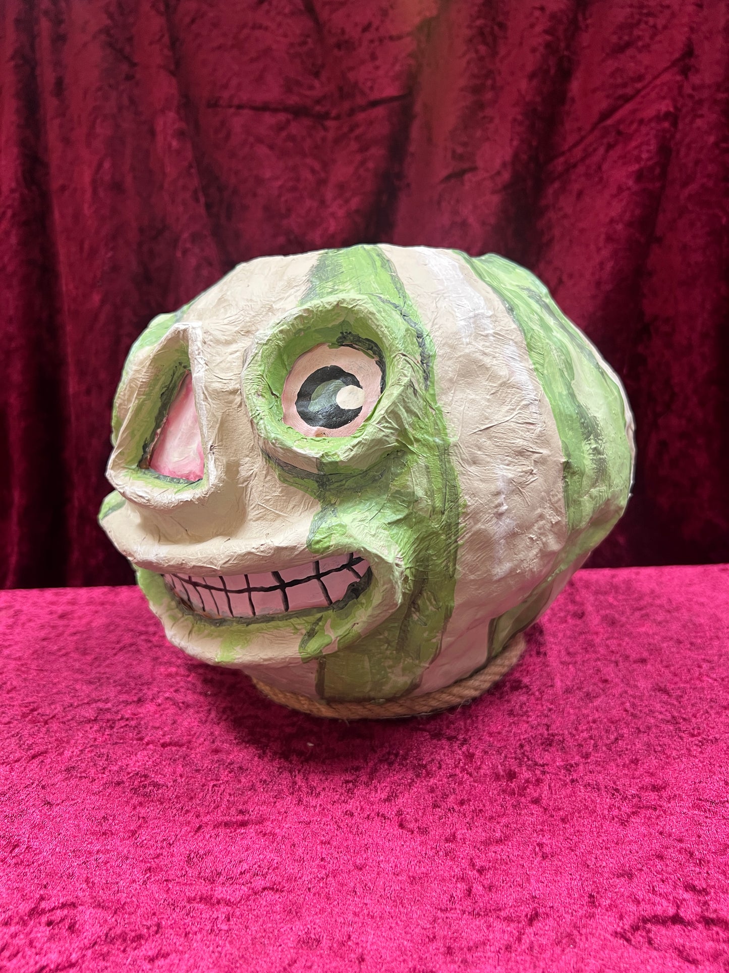 Vintage Inspired Handmade Paper Mache Lantern - Smiling Gourd - Large