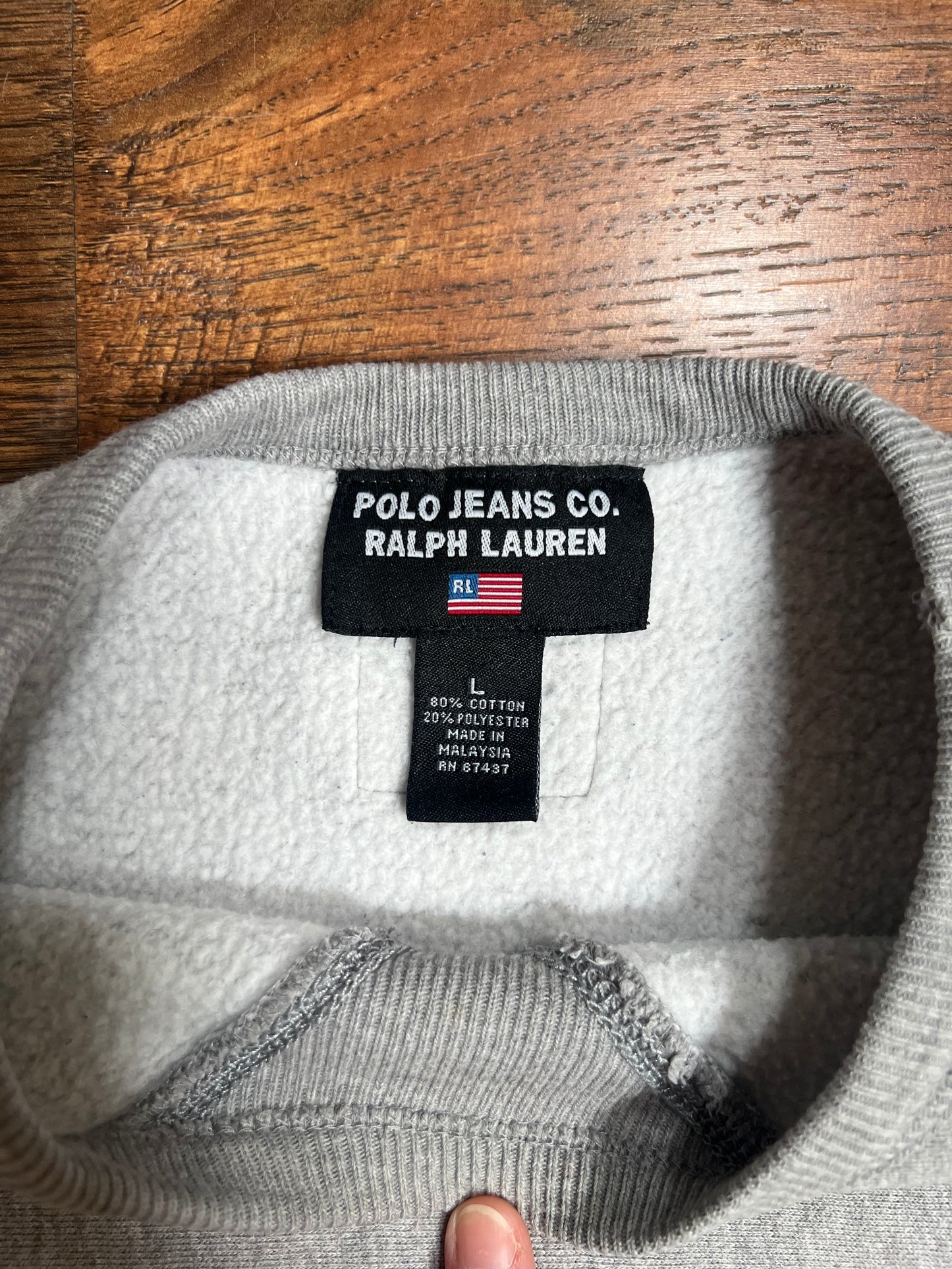 Vintage Clothing - Pullover Crewneck Sweatshirt - Light Grey - Polo Ralph Lauren - Large