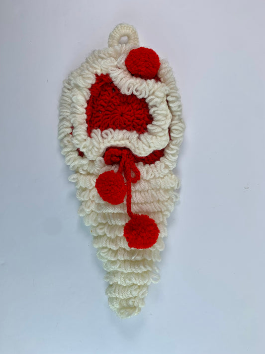Vintage Christmas Decor - Crochet Wall Hanging - Santa Claus