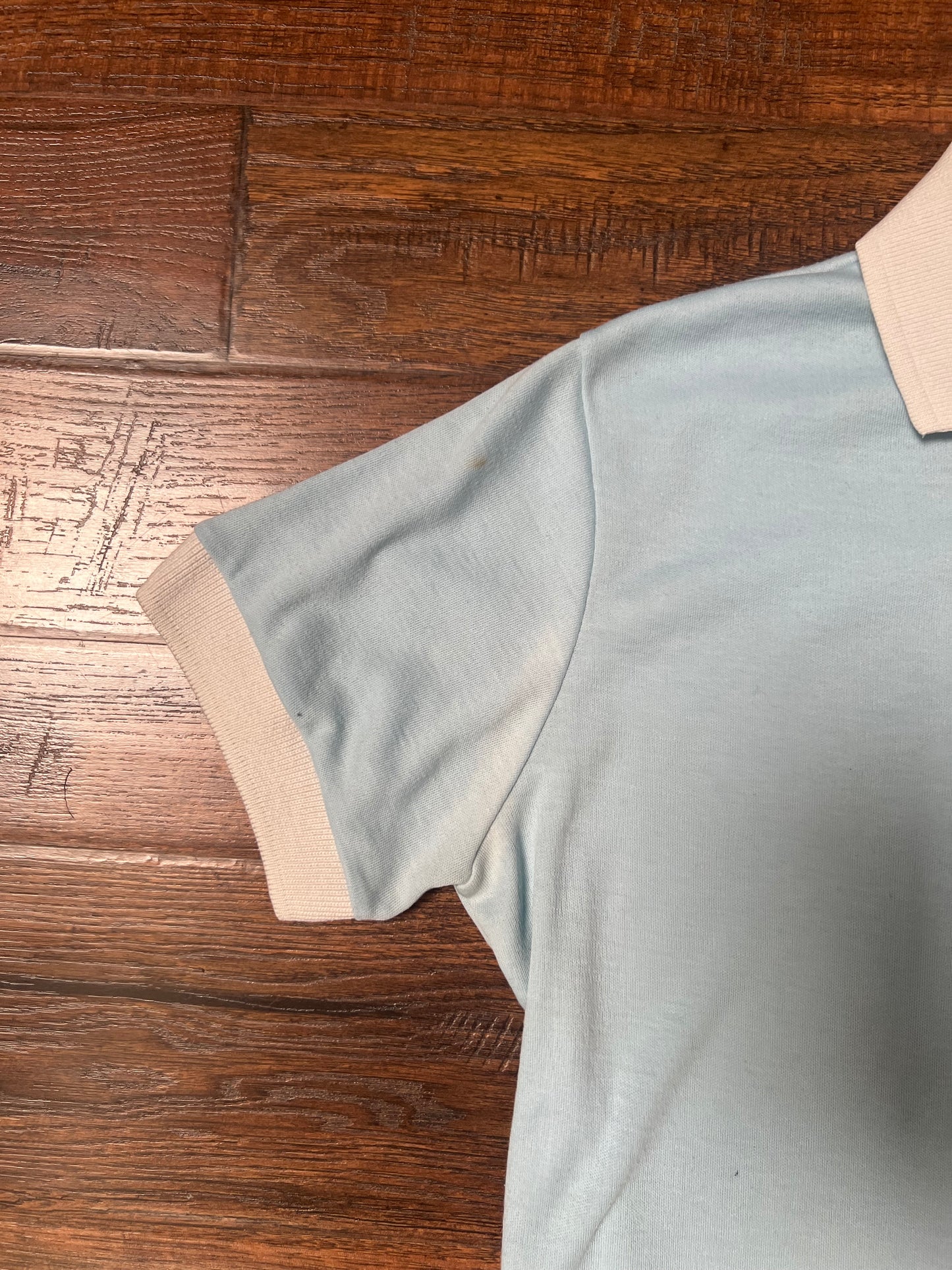 Vintage Clothing - Short Sleeve Polo Shirt - Baby Blue and White - Medium - Adidas