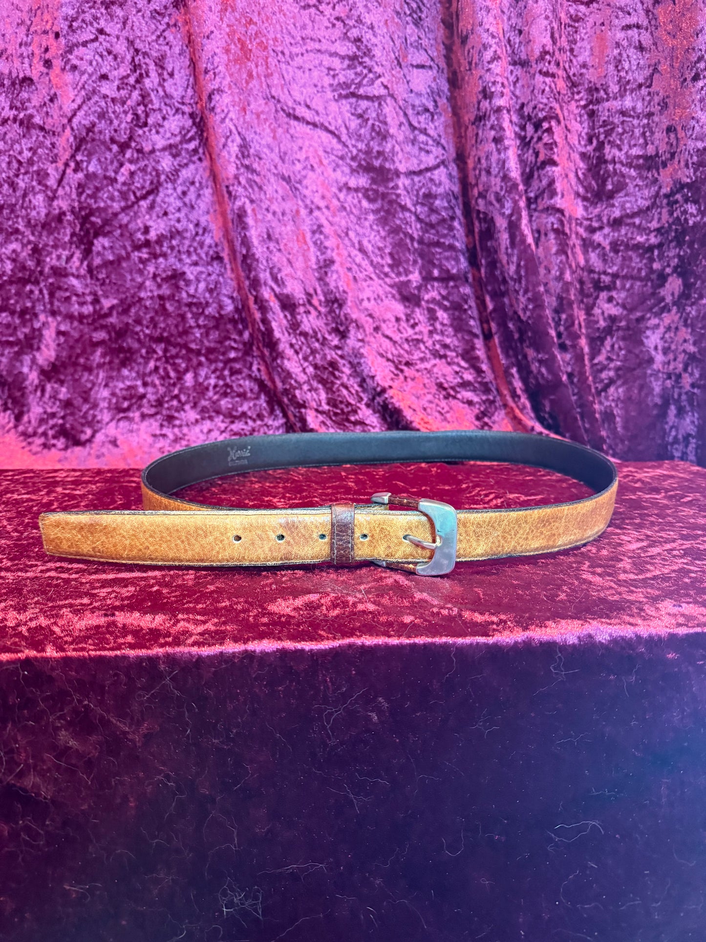 Vintage Accessories - Harris California Glove Tanned Steerhide Leather Belt - Brown - M/L