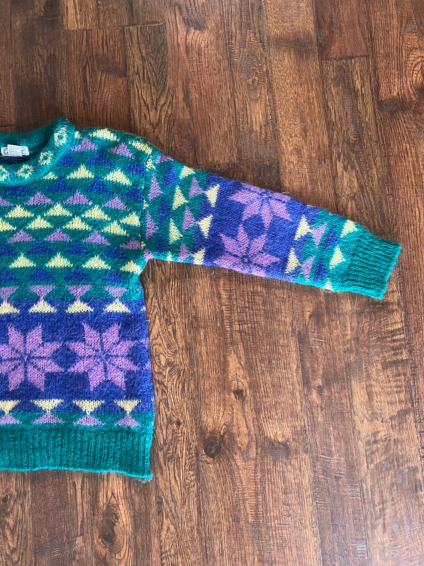Vintage Clothing - Knit Pullover Sweater - All Over Geometric Pattern - Gallagher - Small