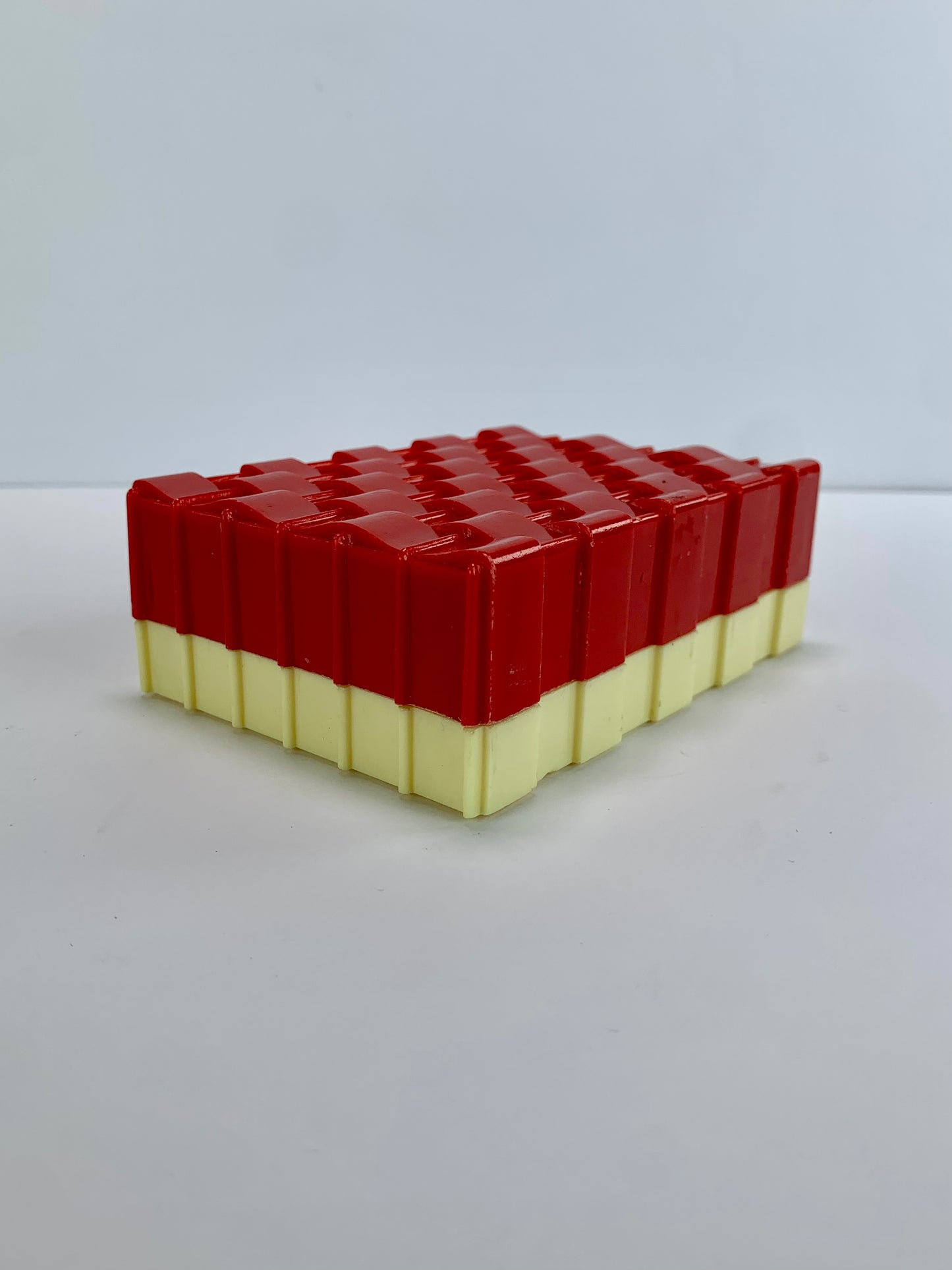 Vintage Bakelite Trinket Box - Red and Cream Basketweave- Hickok - Made In U.S.A.