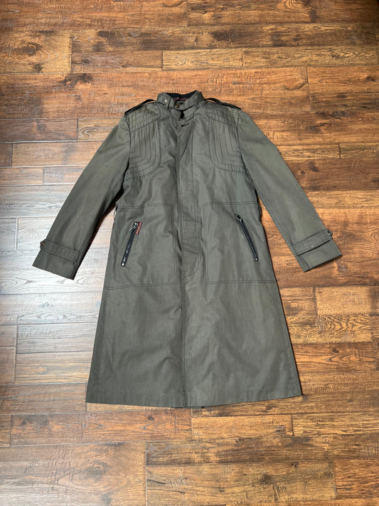 Vintage Clothing - Long Duster Coat - Army Green - Sasson for Ossy & Co. - Medium