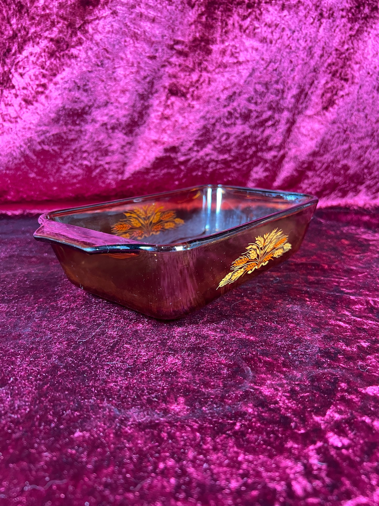 Vintage Kitchen - Casserole Pan - Harvest Pattern - Brown Glass - Anchor Hocking