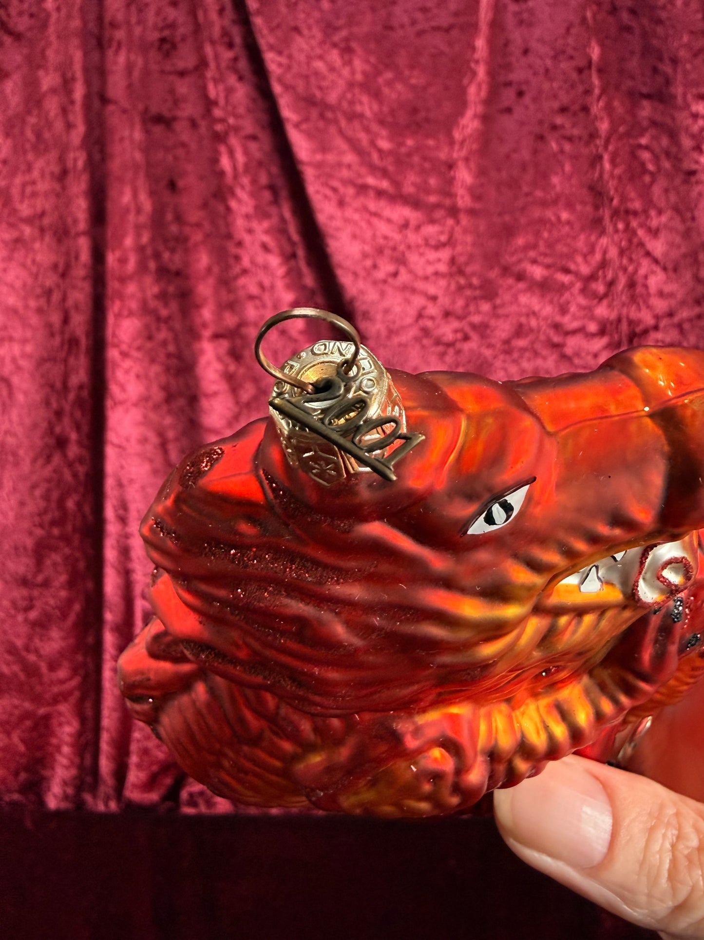 Vintage Christmas - Handblown Glass Ornament - Red Dragon - 2001 - Christmas World