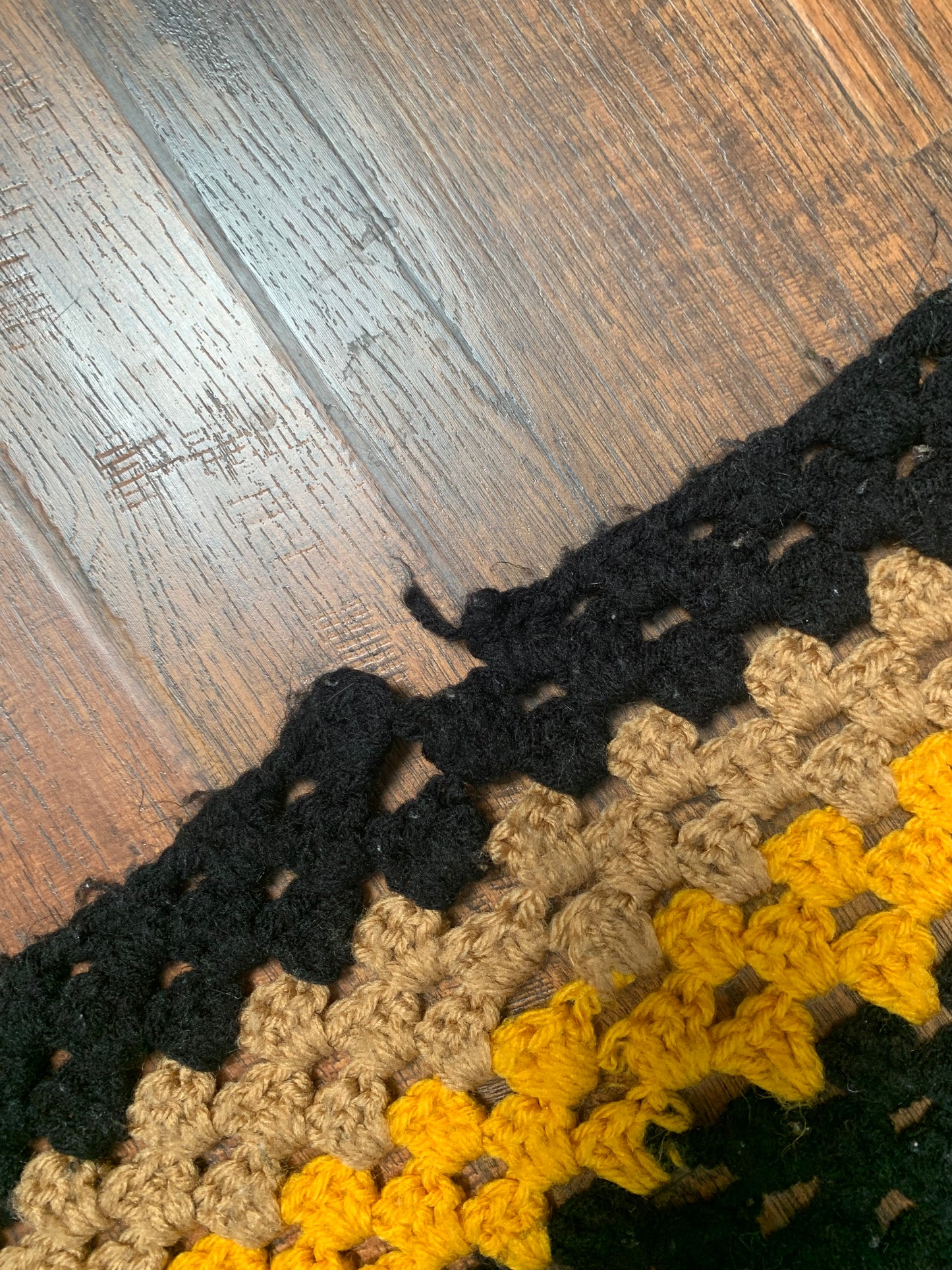 Vintage Crochet Afghan Throw Blanket - Halloween Orange, Black, and Brown