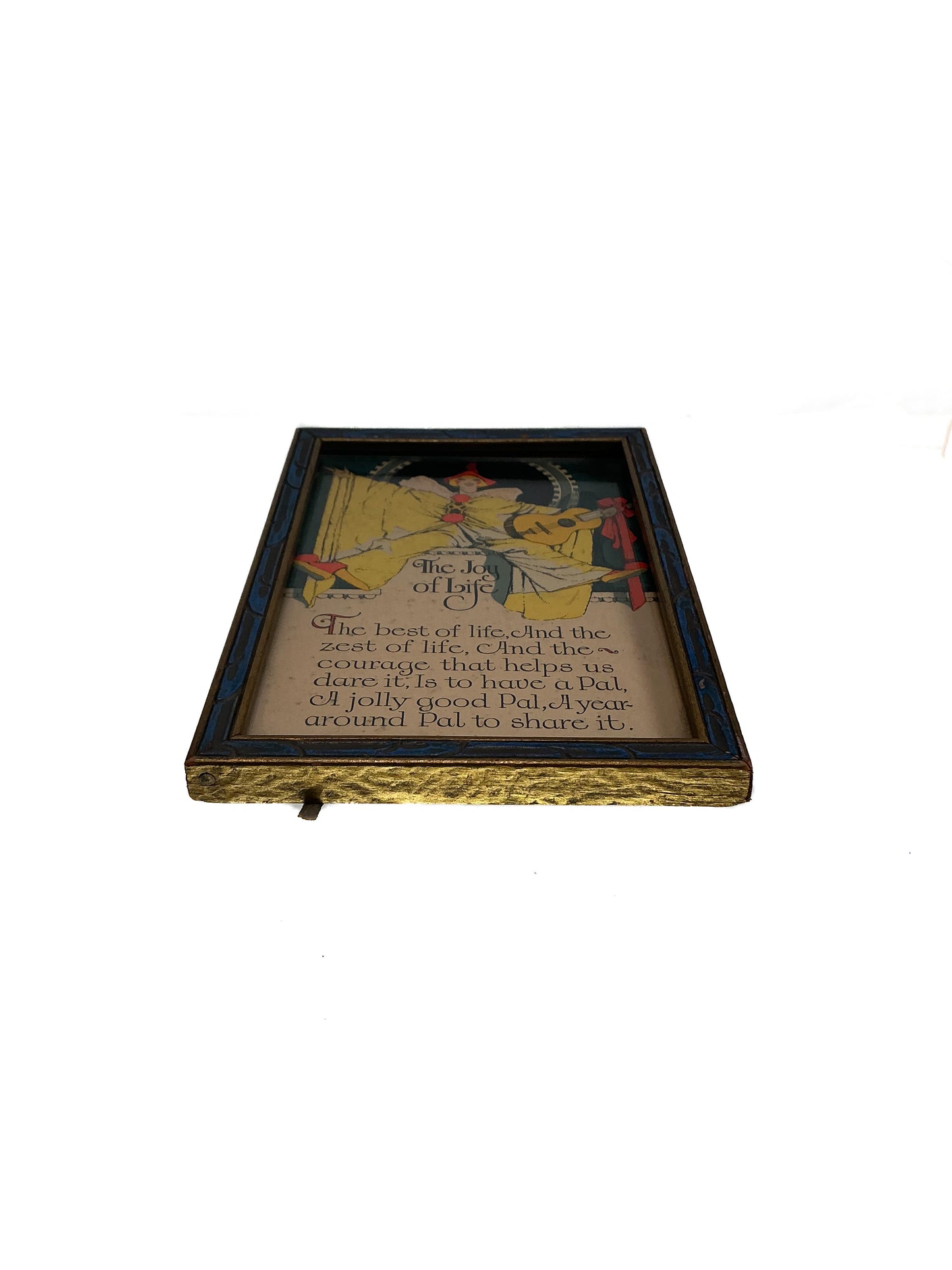 Antique Wall Art - Art Deco Framed Print - The Joy of Life Poem - Pierrot - G.A. Co. - 1926