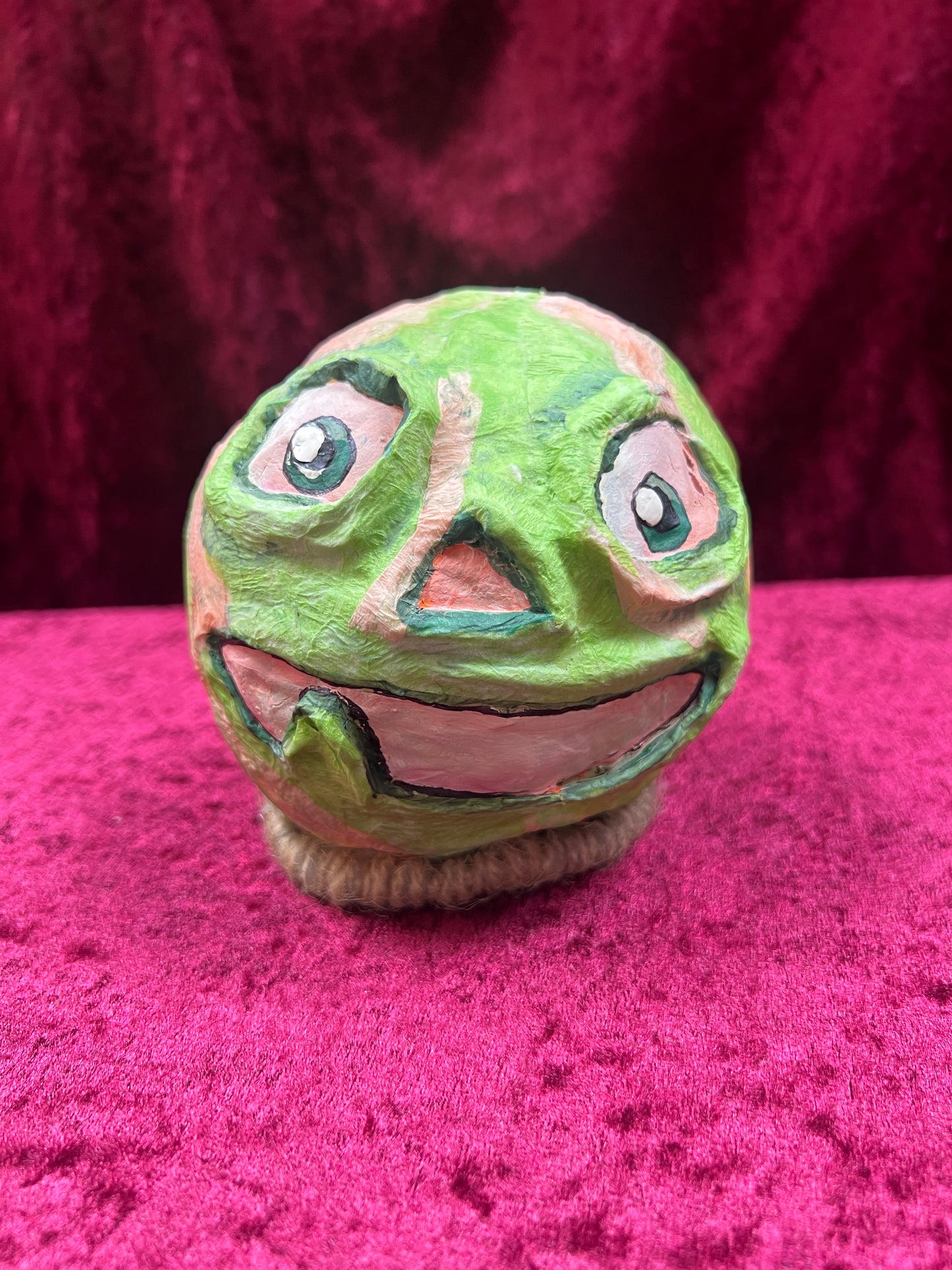 Vintage Inspired Handmade Paper Mache Lantern - Grinning Gourd - Small