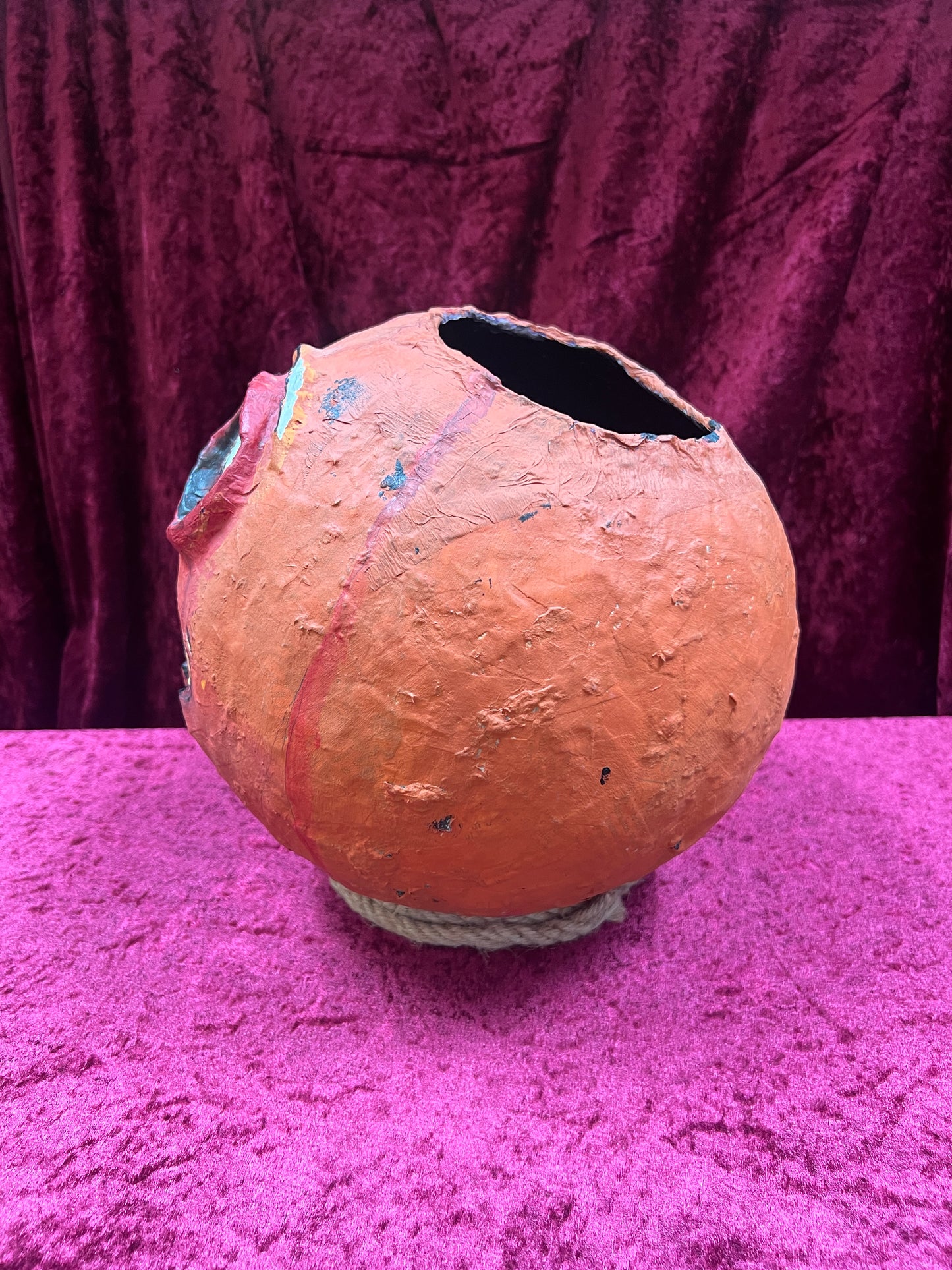 Vintage Inspired Handmade Paper Mache Lantern - Toothy Jack-O-Lantern - Large