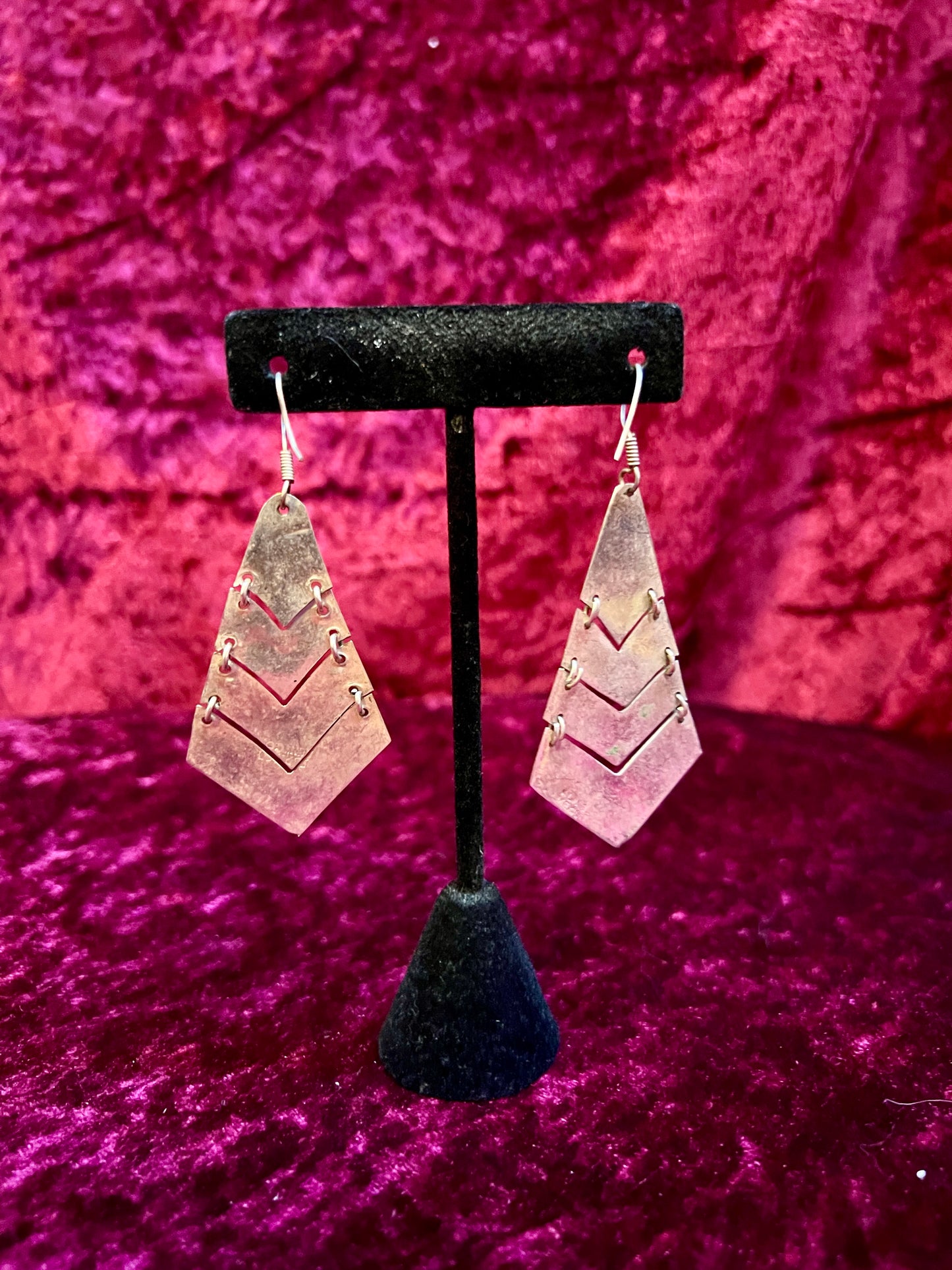 Vintage Jewelry - Dangle / Drop Earrings - Sterling Silver - Fish Back Mother of Pearl