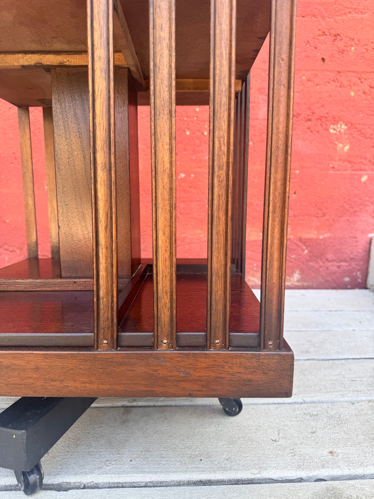 Antique Edwardian Whirling Barrister Bookcase with Inlay
