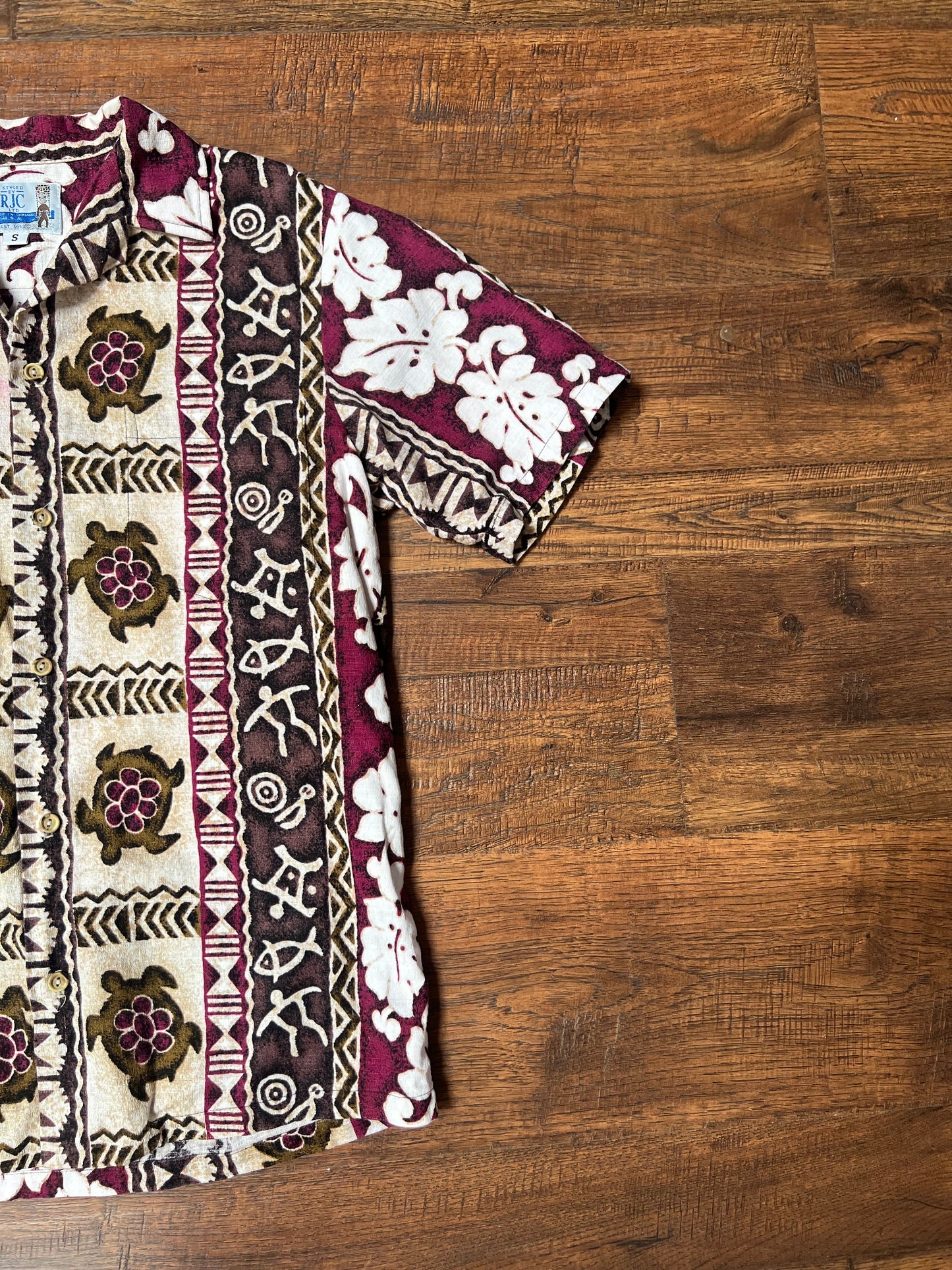 Vintage Clothing - Short Sleeve Hawaiian Shirt - Tiki Turtle Novelty Print - RJC Limited - Small