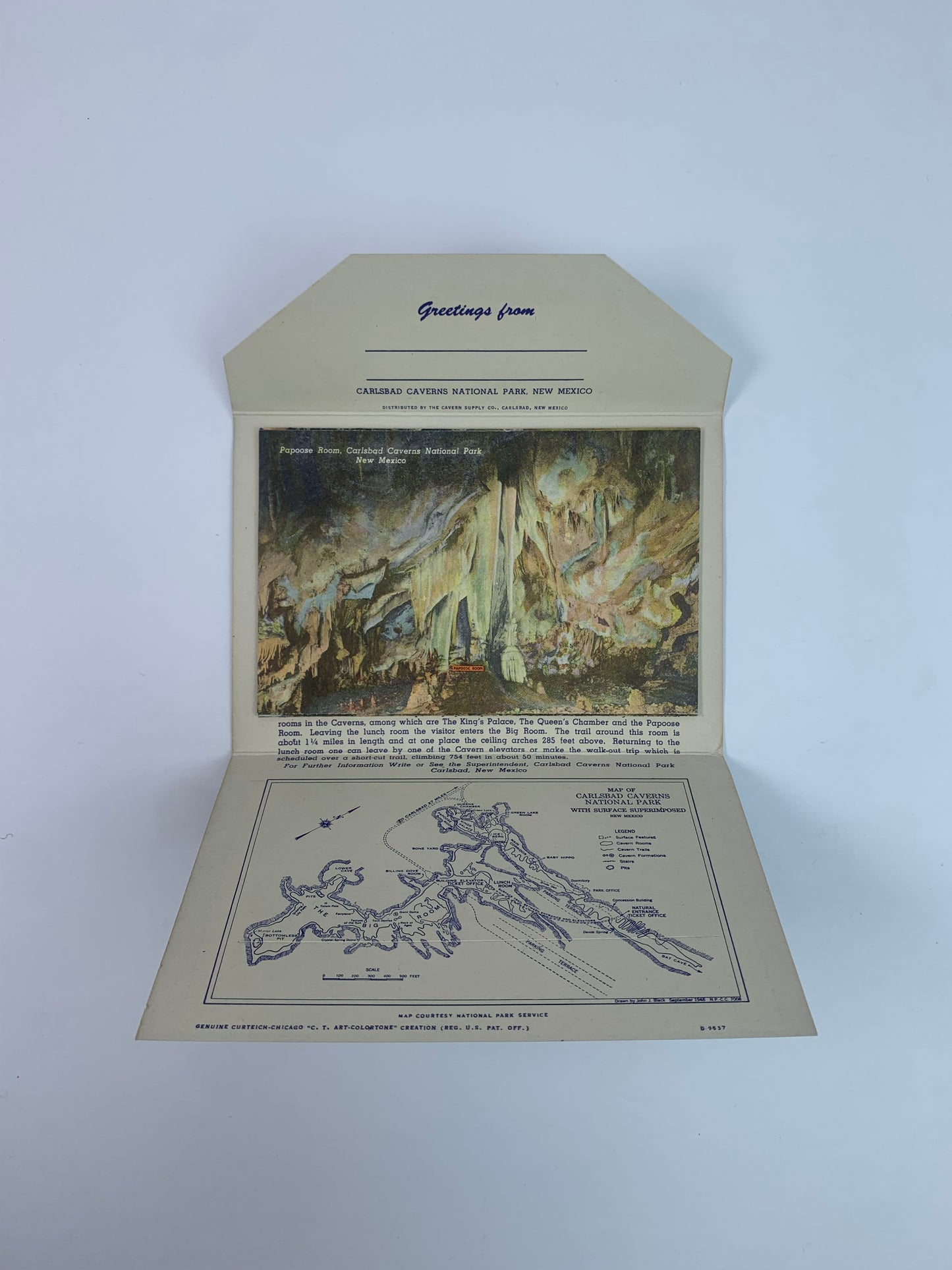 Vintage Ephemera - Souvenir Postcard Booklet - Carlsbad Caverns National Park - Curt Teich & Co.