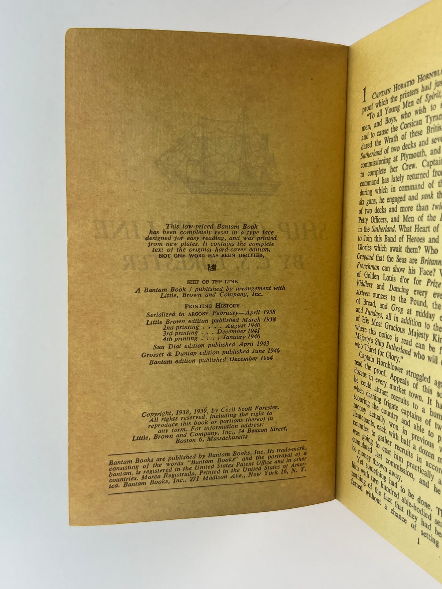 Vintage Paperback - Ship of the Line - C.S. Forester - 1964 Bantam Books (Damaged Cover)