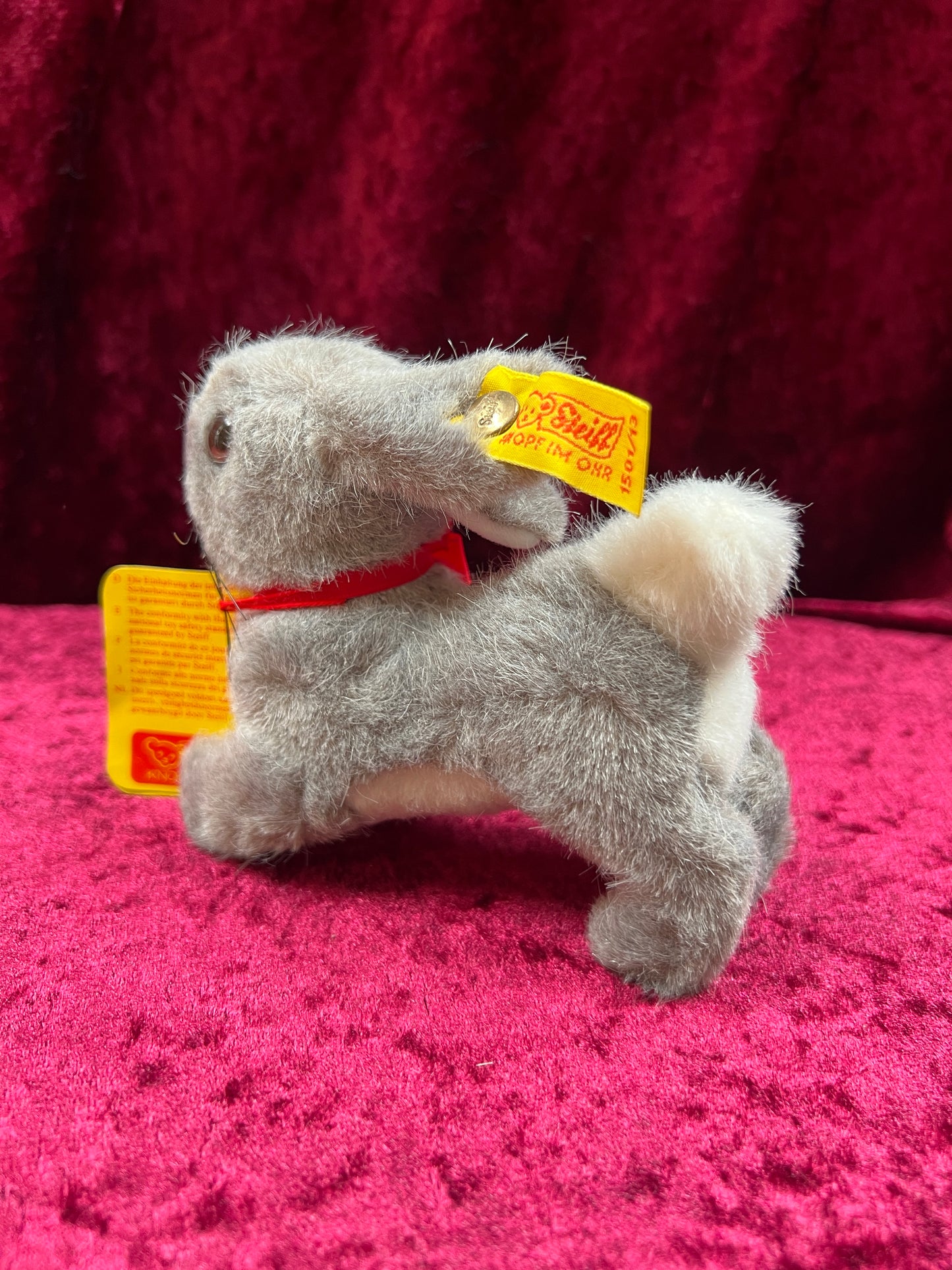 Vintage Collectibles - Miniature Stuffed Toy - Hoppy the Bunny - Plush Gray - 150/13 - Steiff