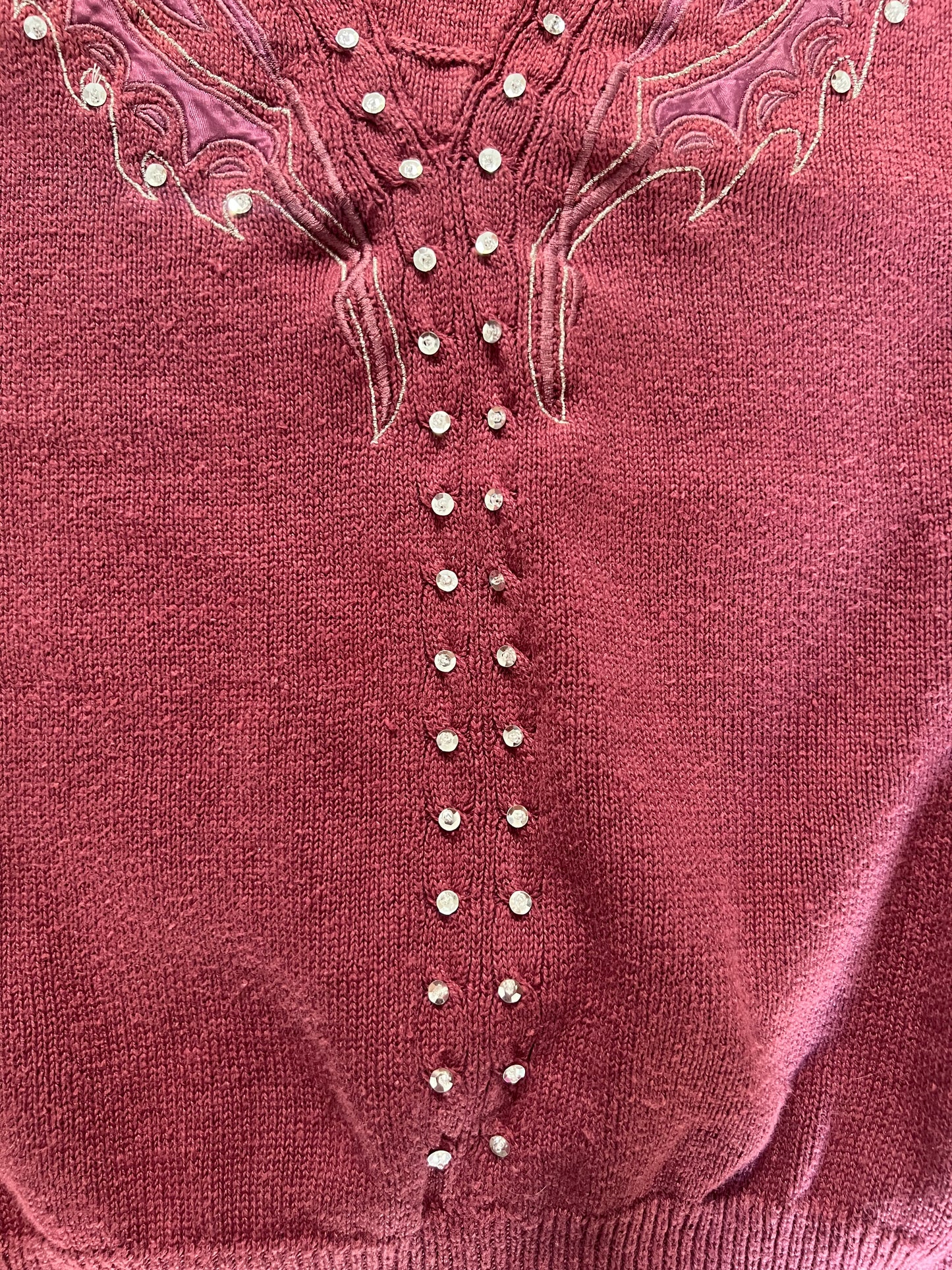 Vintage Clothing - Embellished Knit Sweater - Pink - Medium - Cervelle