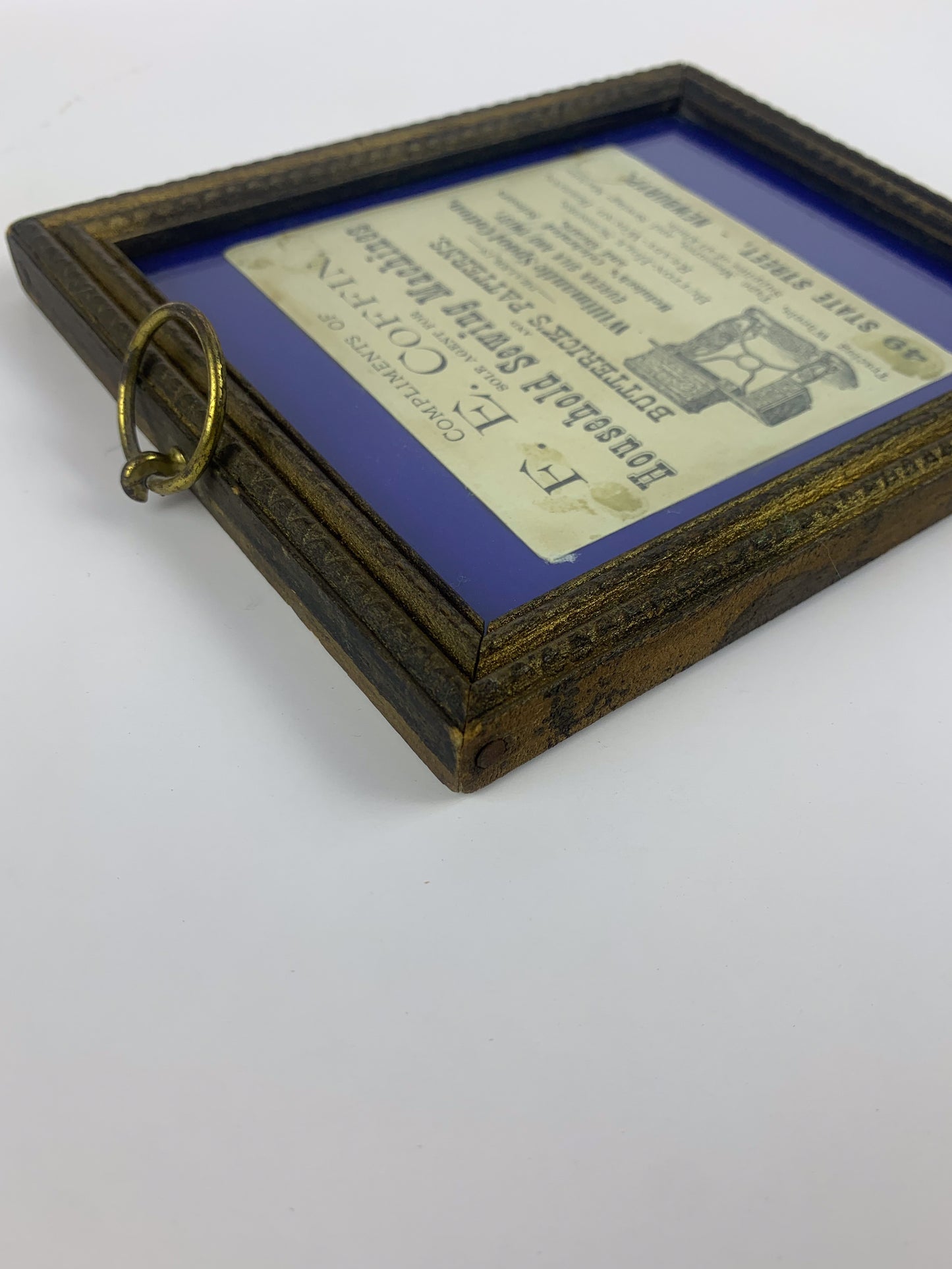 Antique Framed Advertisement - F.E. Coffin Sewing Storefront