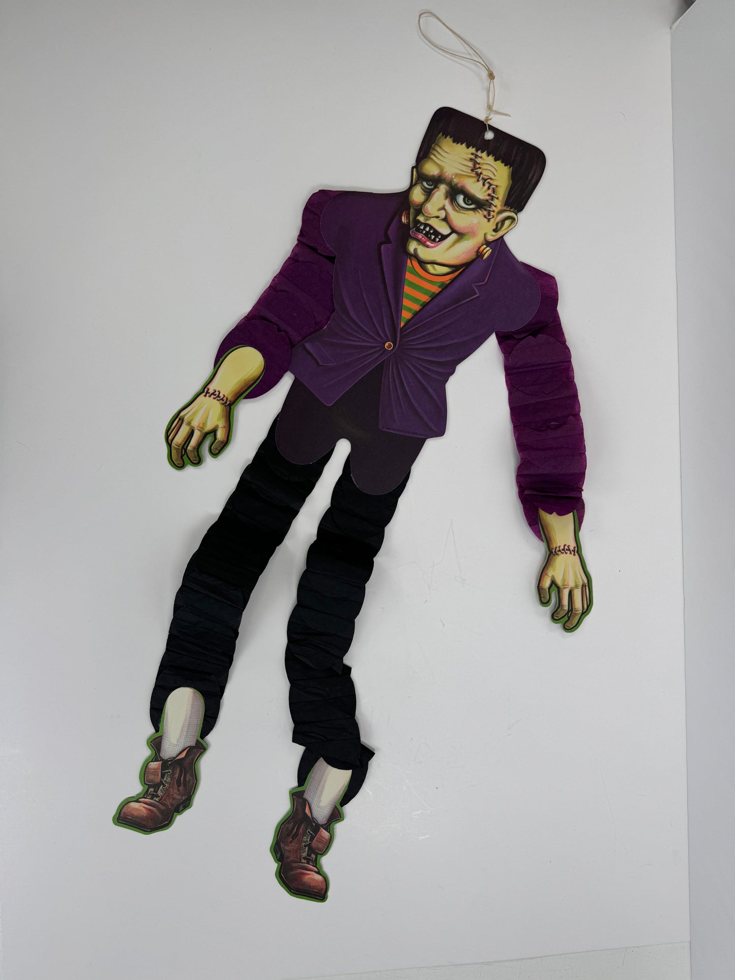 Vintage Halloween Decoration - Beistle 1990s Action Dancer Crepe Paper Die Cut - Frankenstein