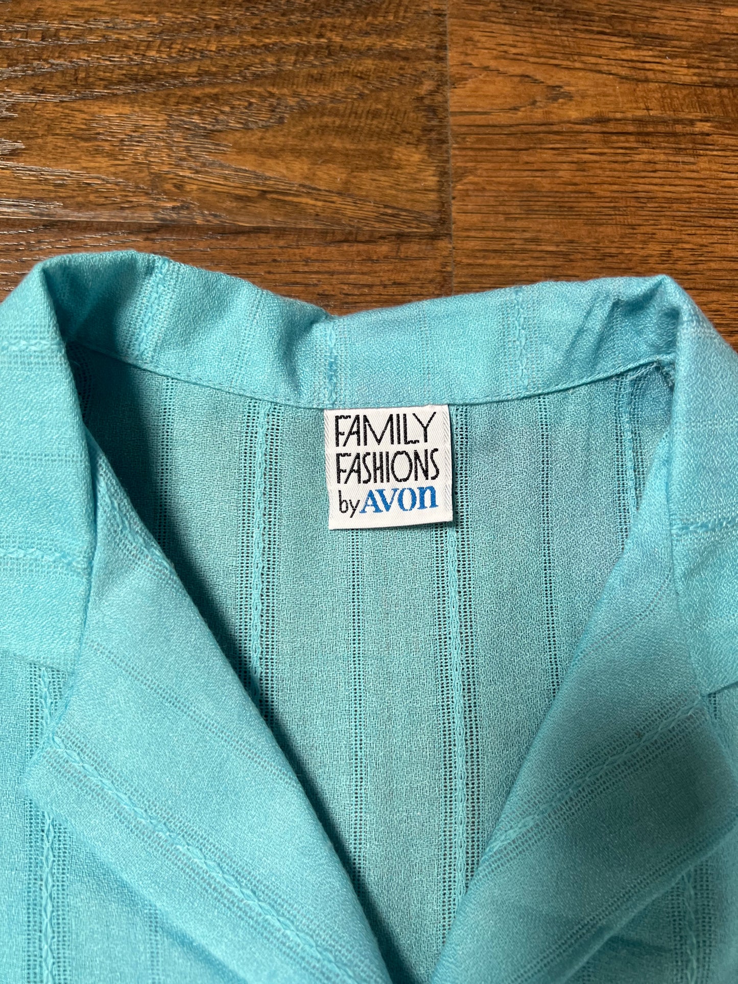 Vintage Clothing - Button Up Blouse - Princess Turquoise - Small - Family Fashions by Avon