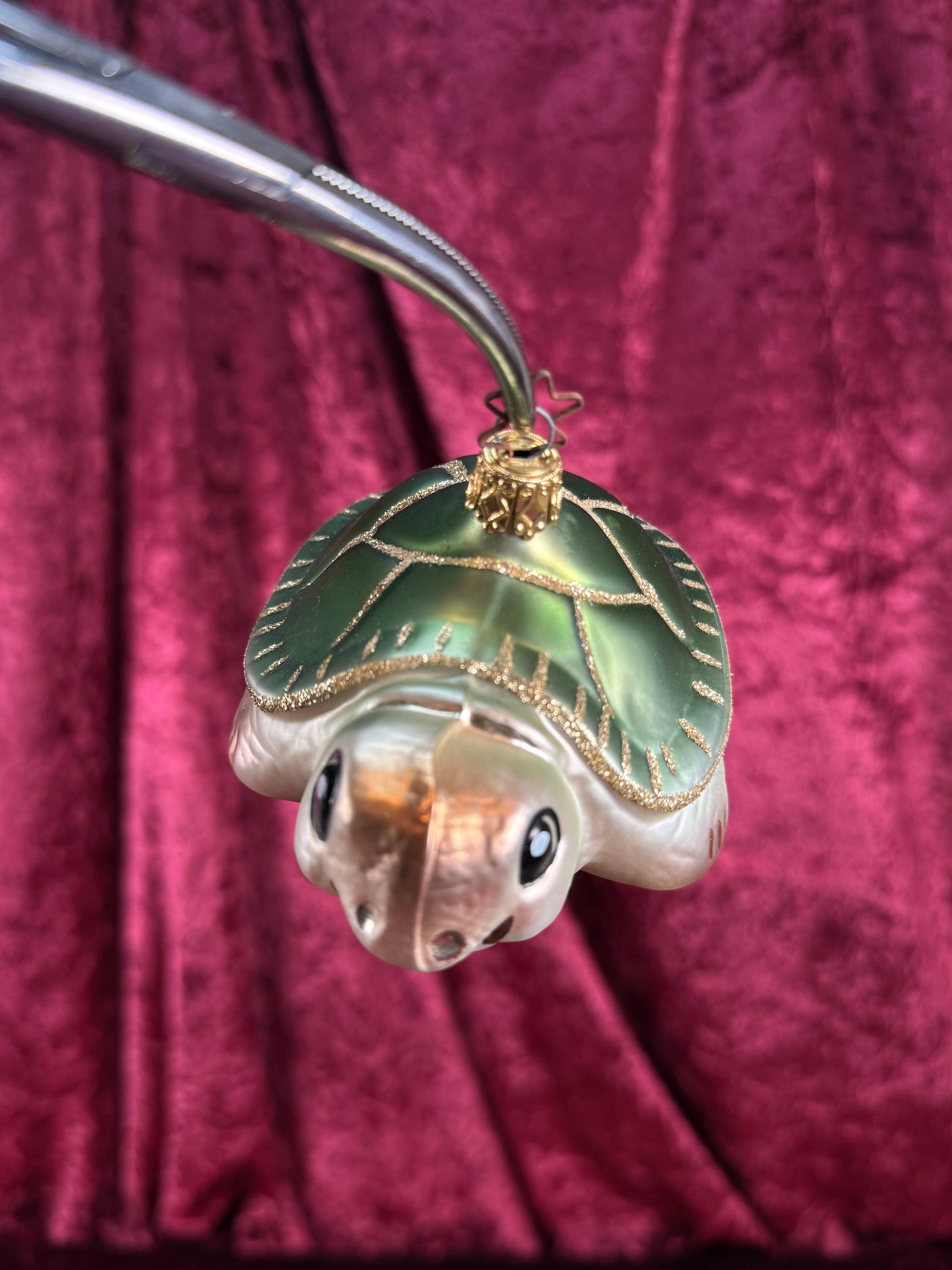 Vintage Christmas - Handblown Glass Ornament - Smiling Sea Turtle - Inge Glas - Germany