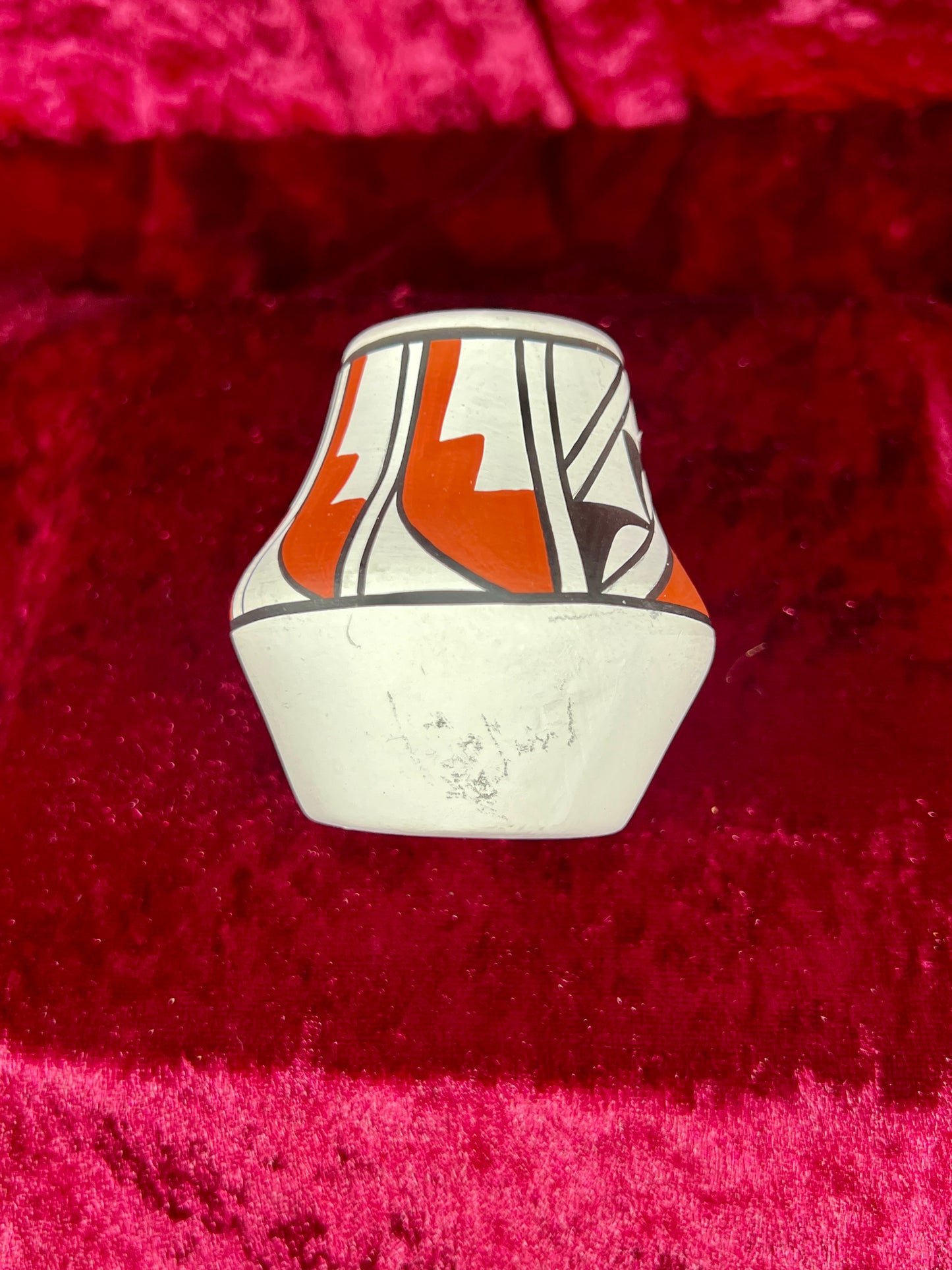 Vintage Pottery - Miniature Terracotta Vase - Painted - Signed Navajo