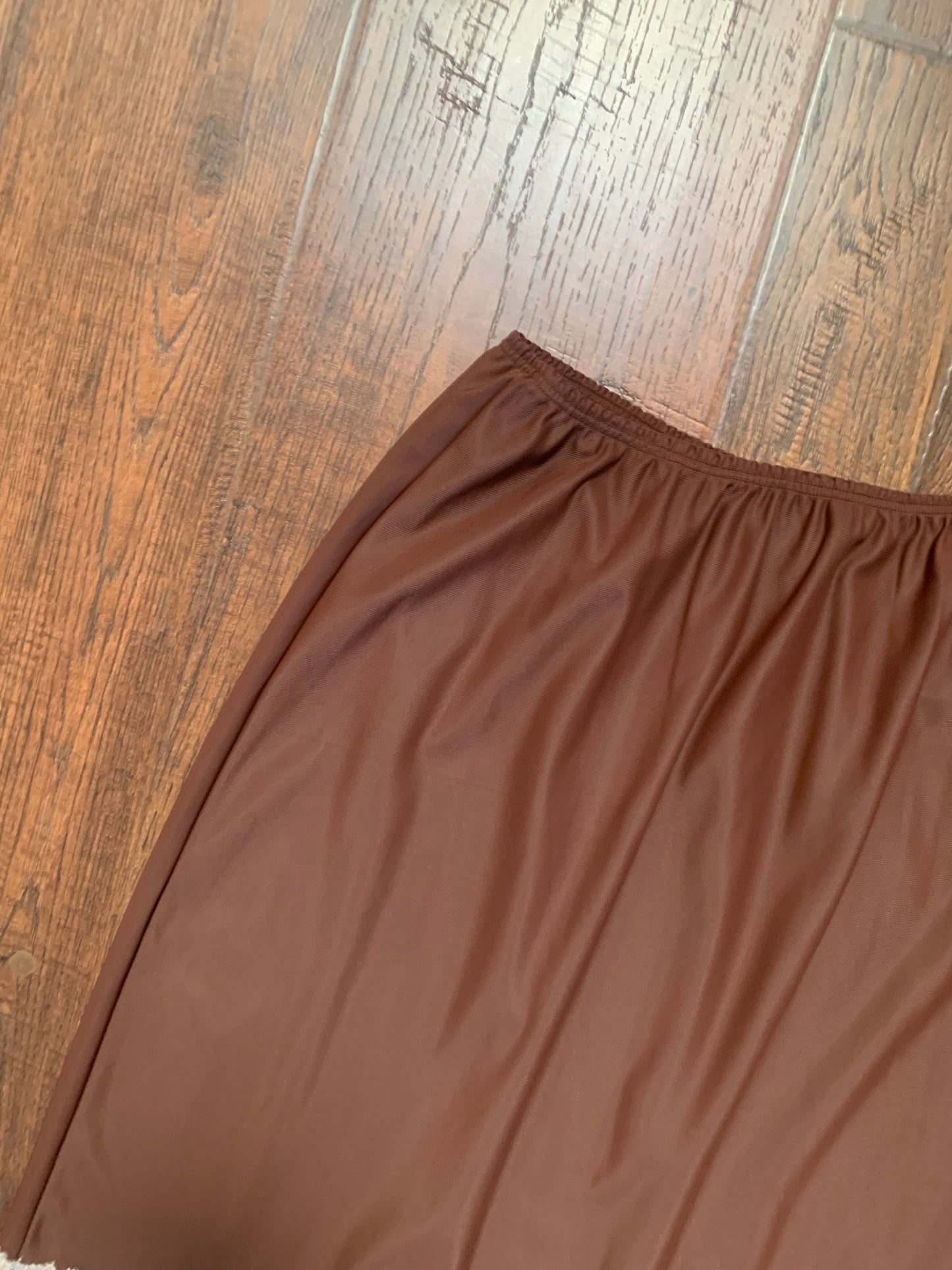 Vintage Clothing - Knee Length Skirt Slip - Chocolate Brown with Lace - Medium - Aristocraft