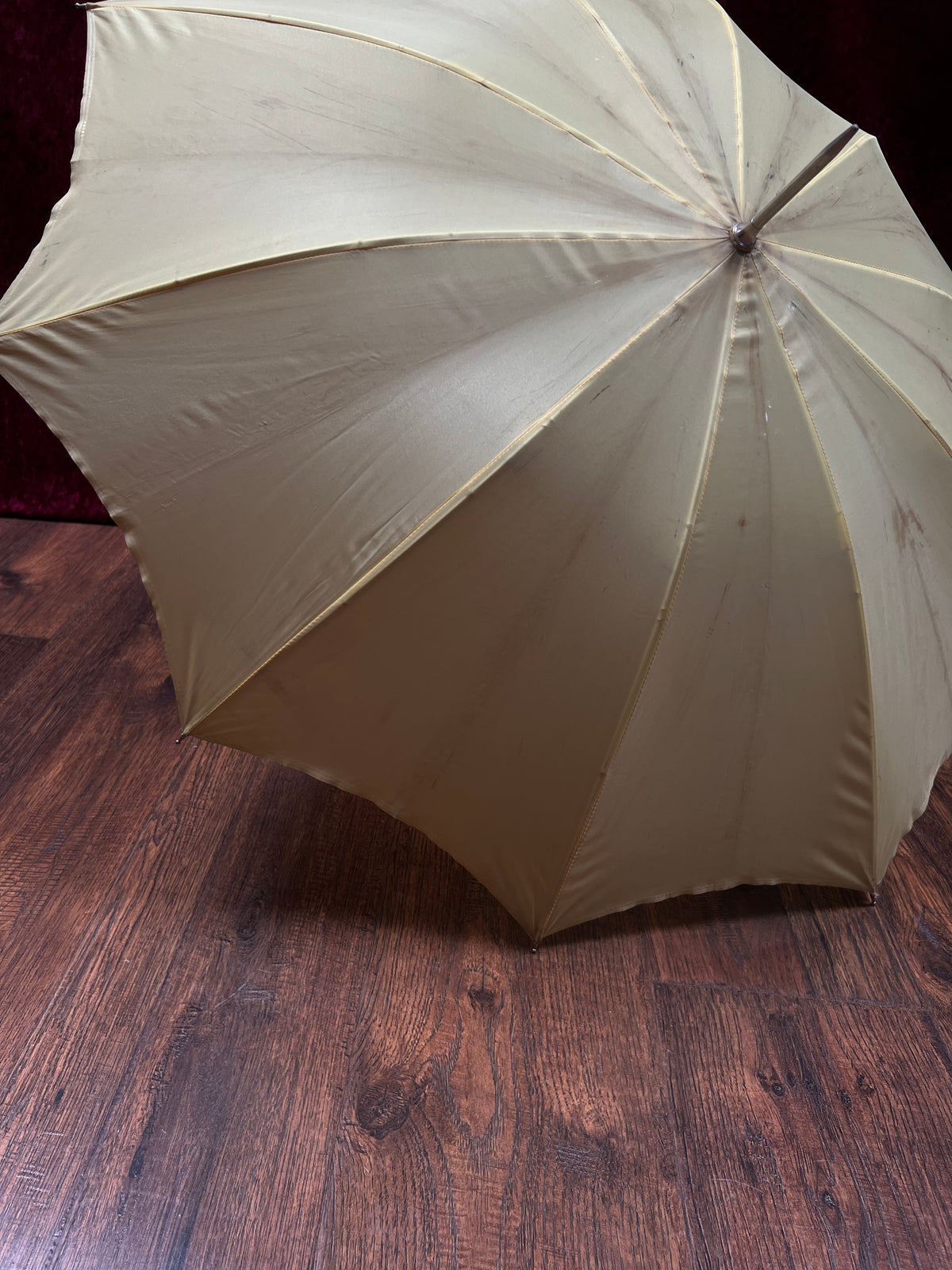 Vintage Nylon Parasol - Yellow Folding Sunshade and Display Piece