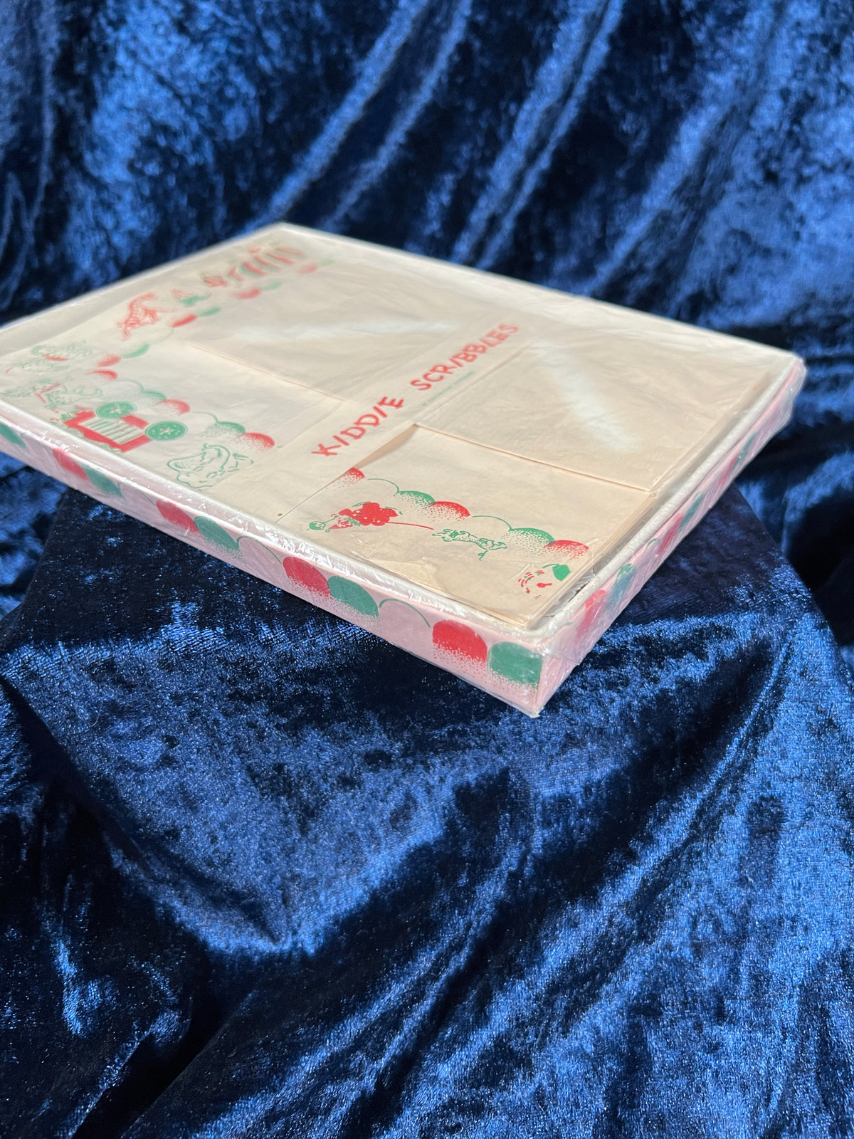 Vintage Kiddie Scribbles Stationery Set - Green and Red Circus Theme New Old Stock
