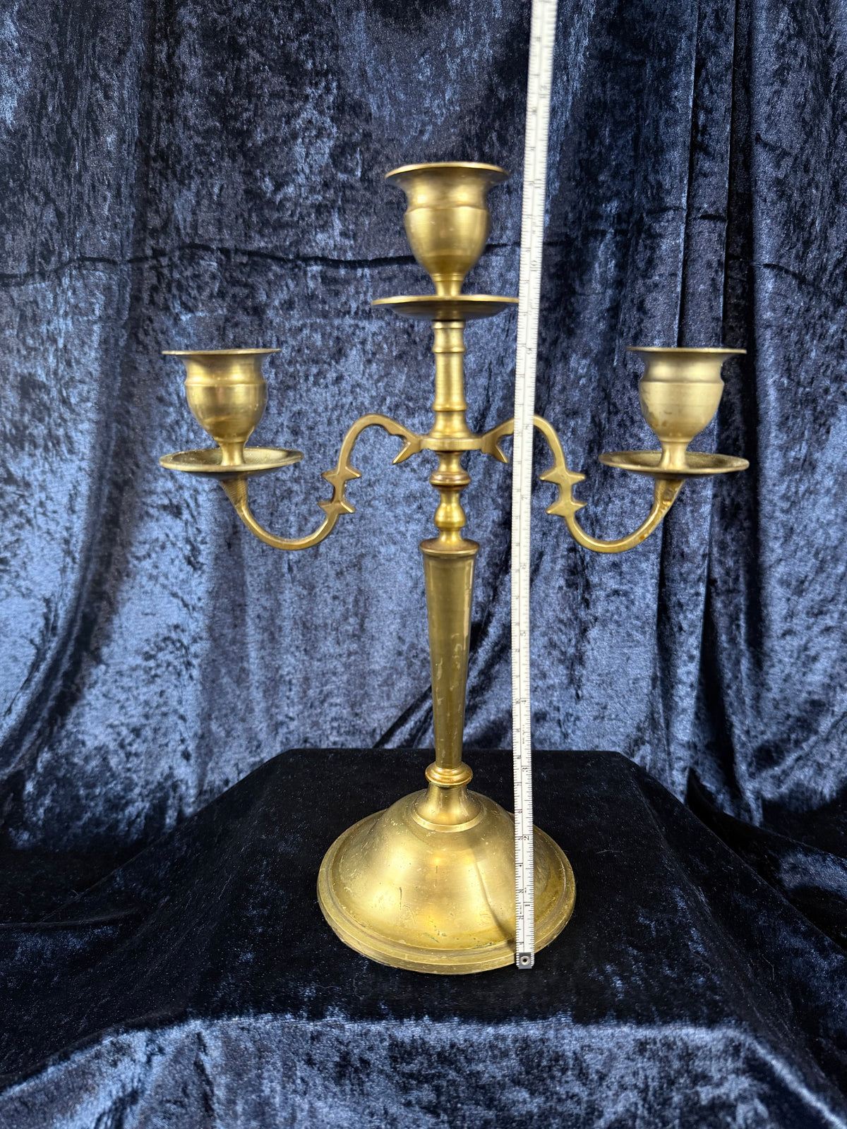 Vintage Brass Candelabra - Three-Arm Tabletop Candle Holder