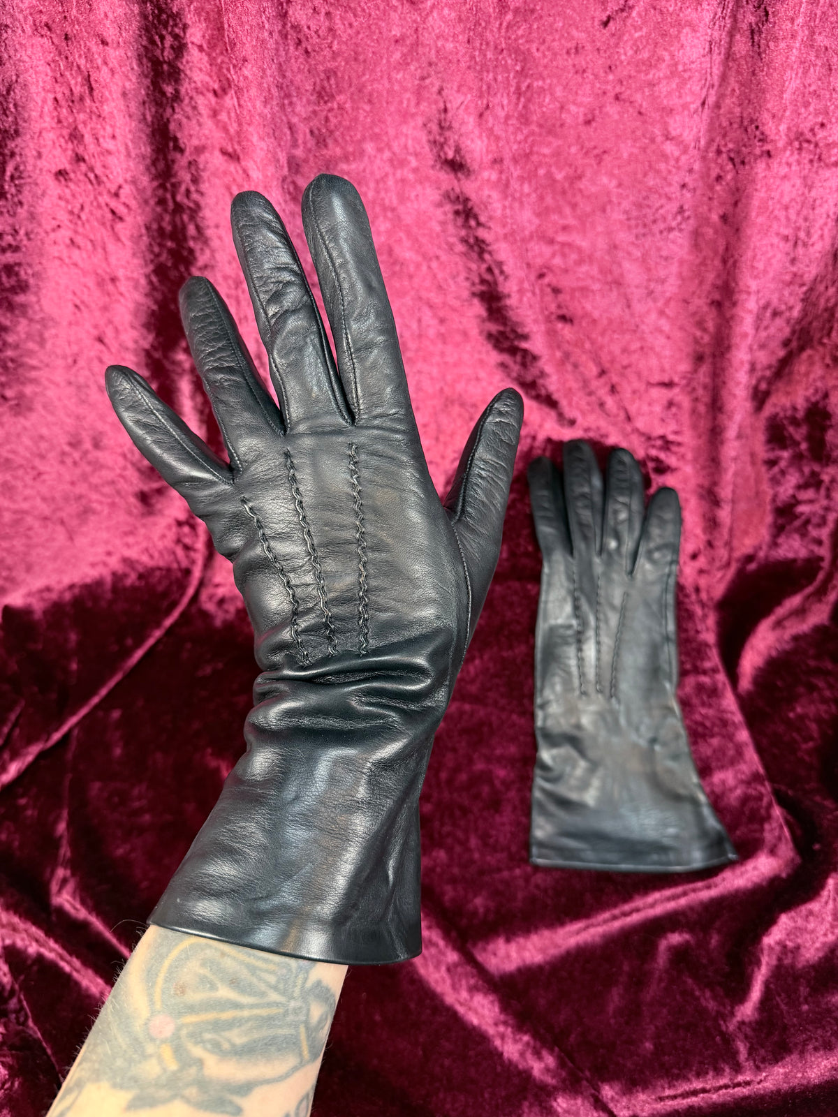 Vintage Leather Gloves - Long Pointed Cuffs with Silk Lining - Medium - Nordstrom
