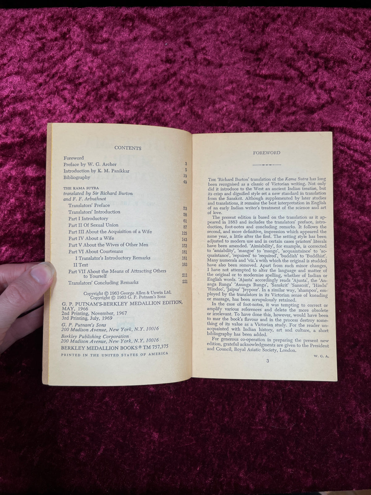 Vintage The Kama Sutra of Vatsyayana - 1969 Berkeley Medallion Paperback Book