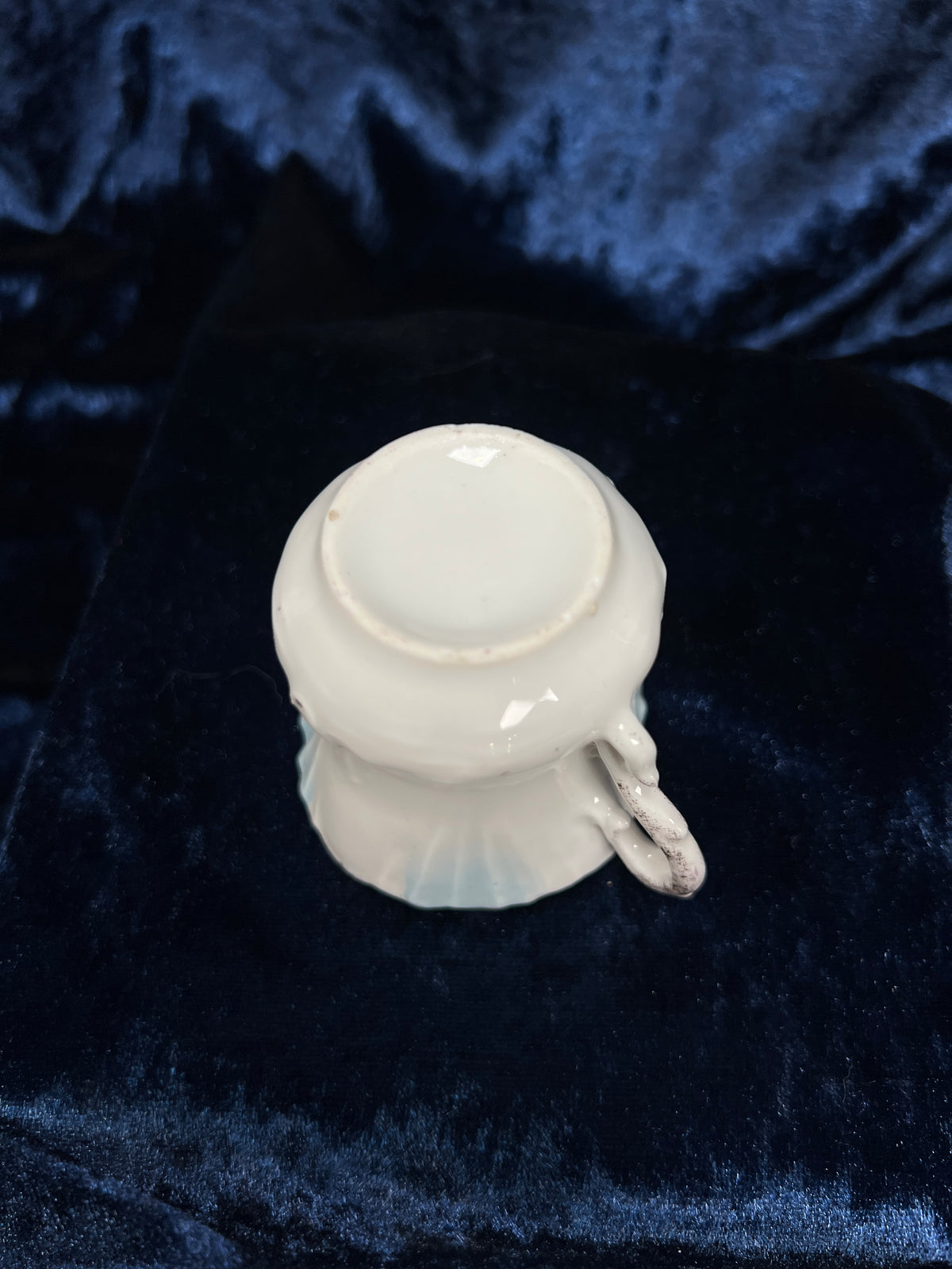 Vintage Ceramic Demitasse Cup and Saucer - Thorned Handle Floral Gold Edge