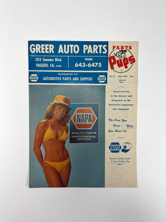 Vintage Ephemera - Magazine - Napa Parts & Pups - Greer Auto Parts - September 1976