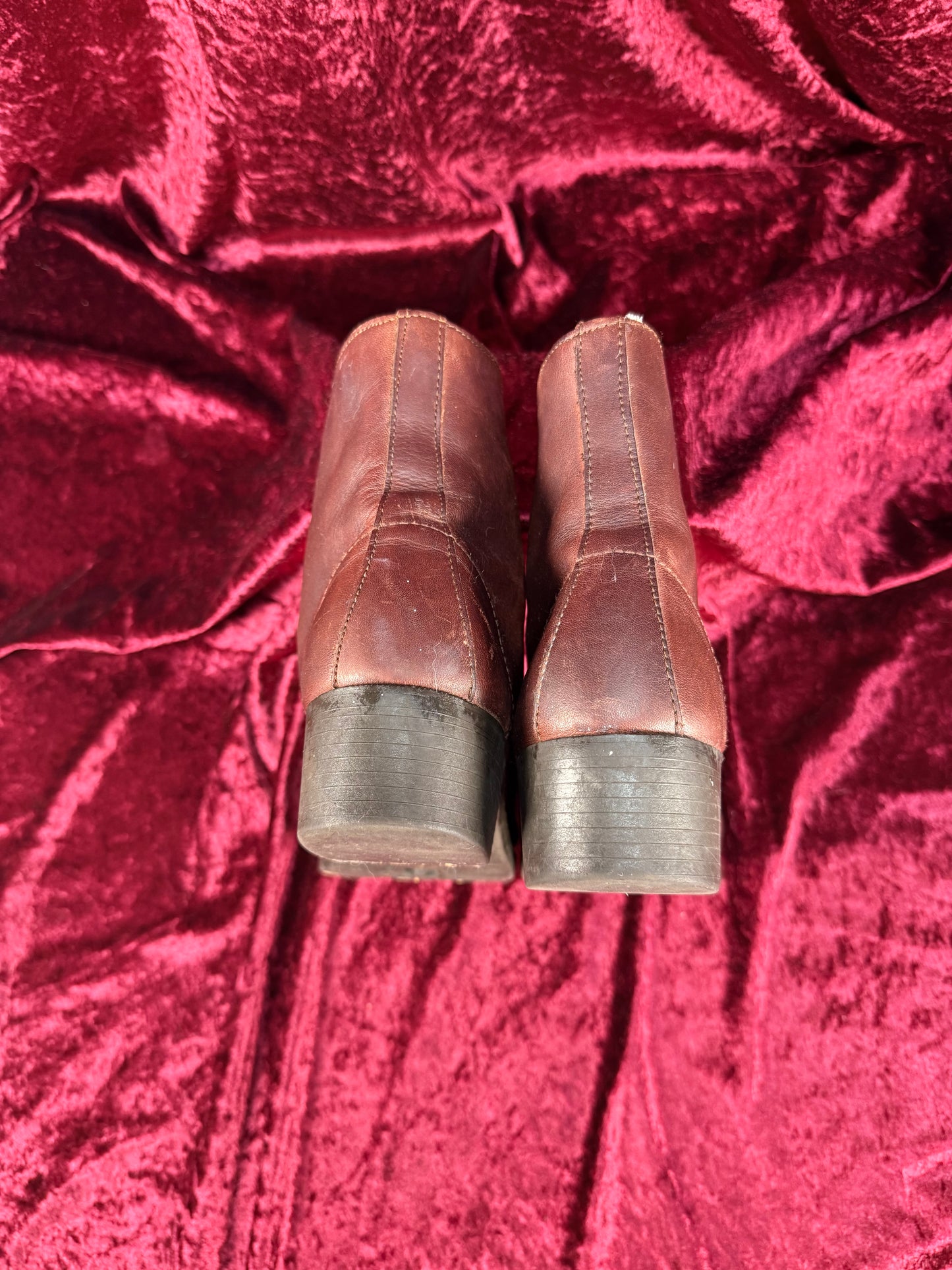 Vintage Shoes - Mahogany Brown - Old Fashioned Leather Ankle Boots - Size 7.5