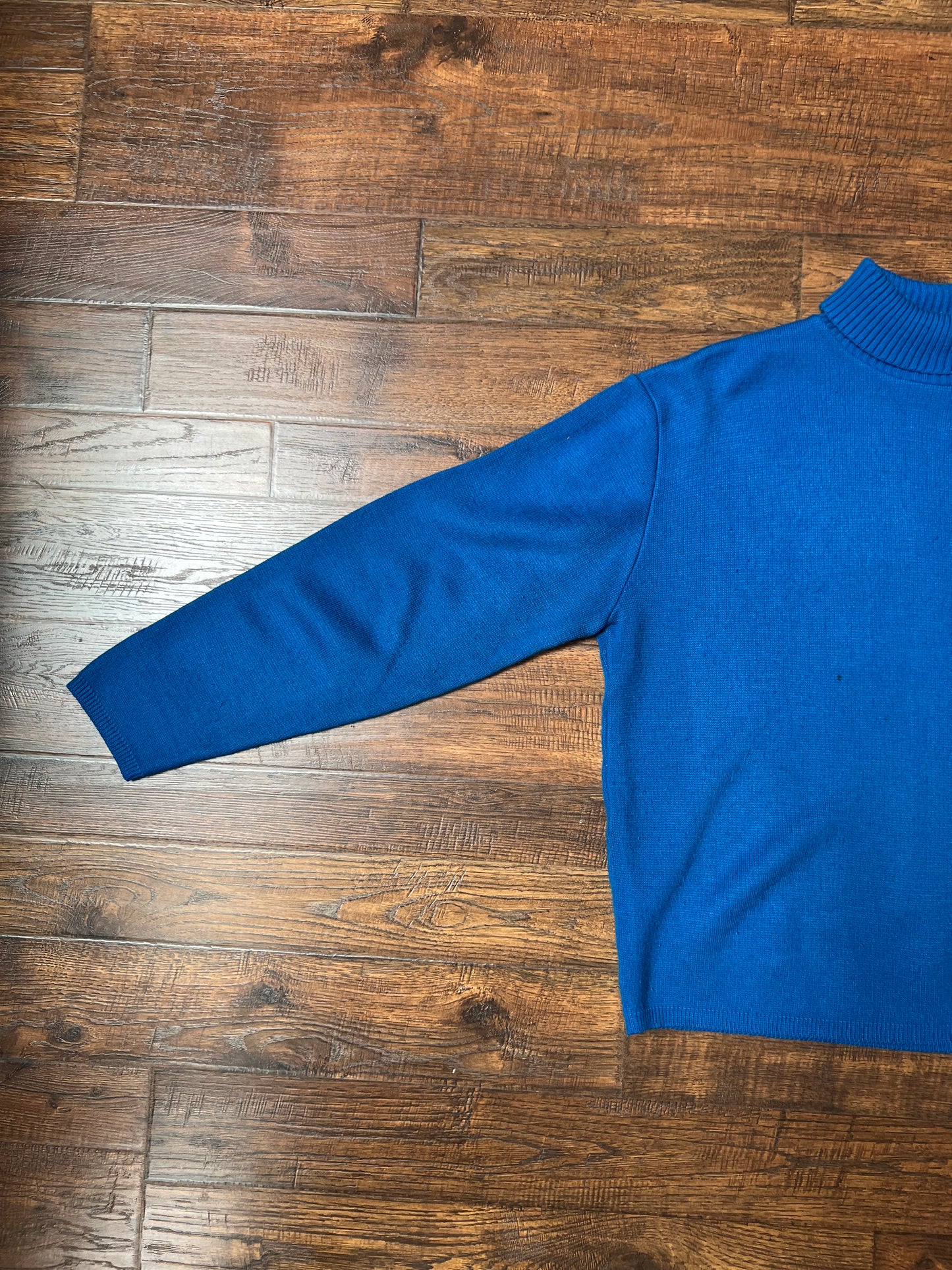Vintage Clothing - Turtleneck Knit Sweater - Cobalt Blue - Puritan Double Knit - Large