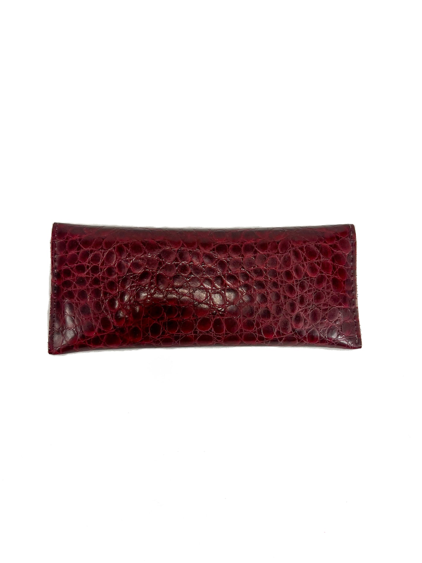 Vintage Accessories - Eye Glasses Case - Embossed Leather - Oxblood Red