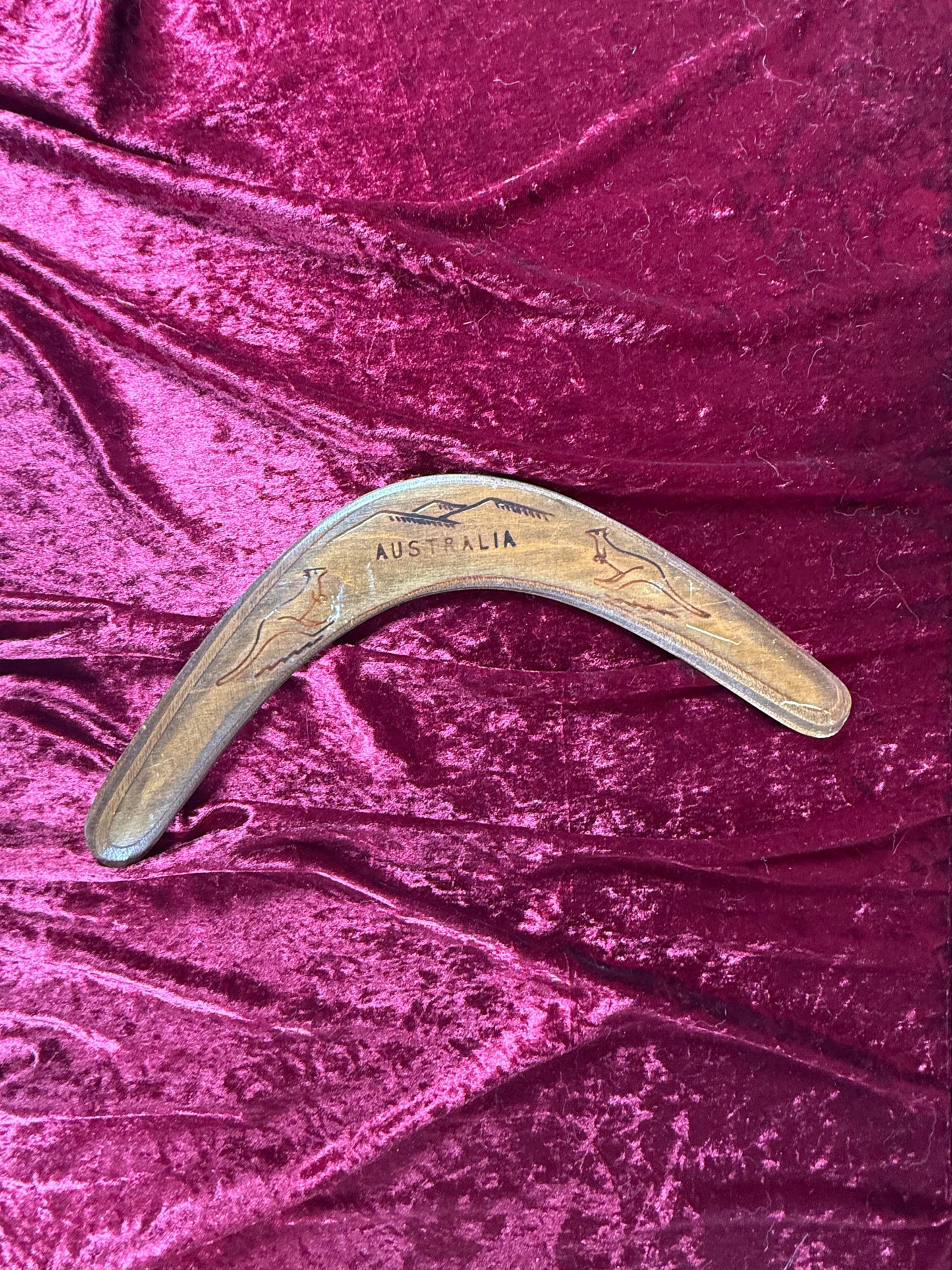Vintage Souvenir - Carved Wood Returning Boomerang - Austalia