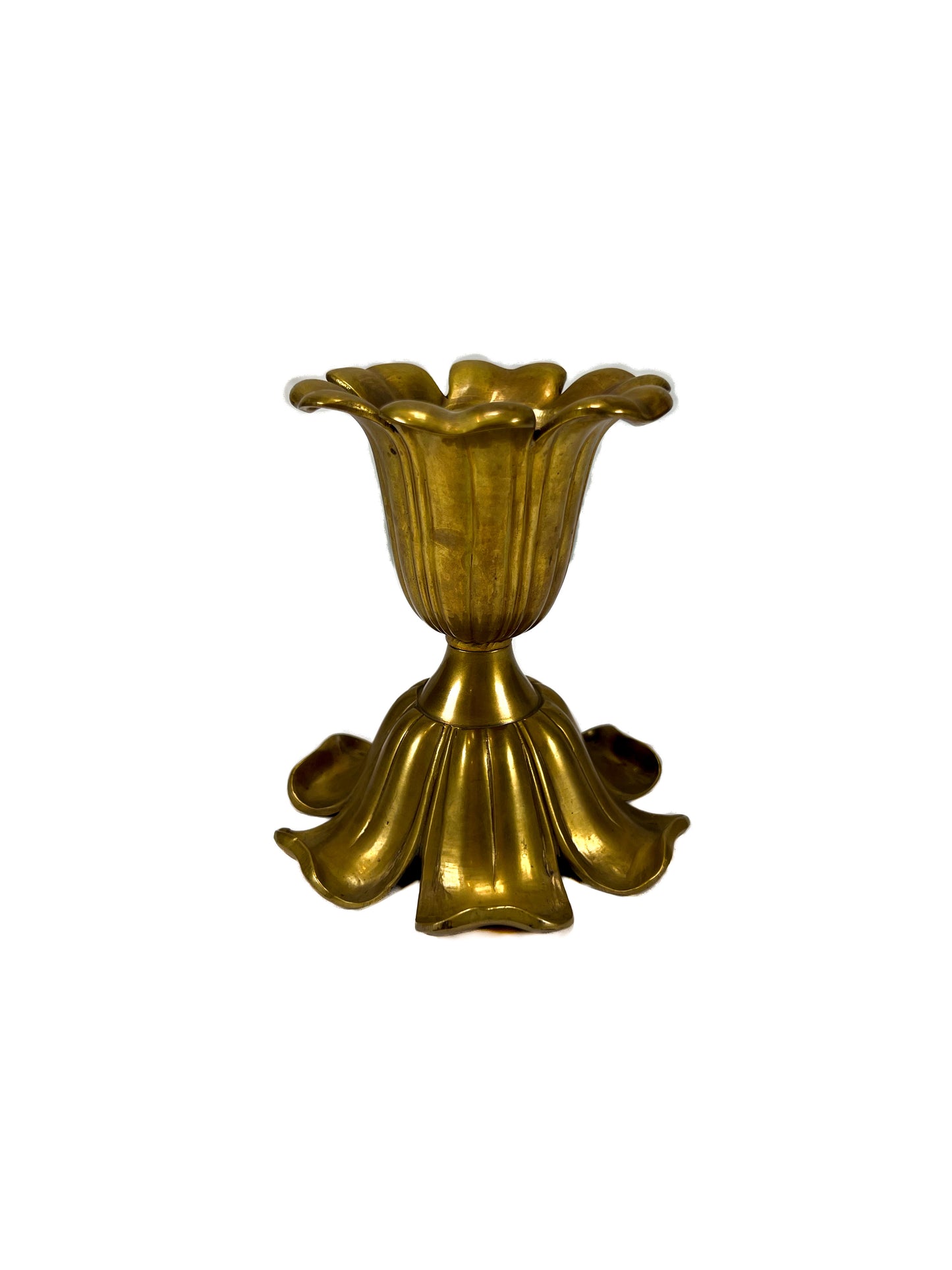 Vintage Brass Candlestick Holder - Bell Shaped Flower - 4 3/4"