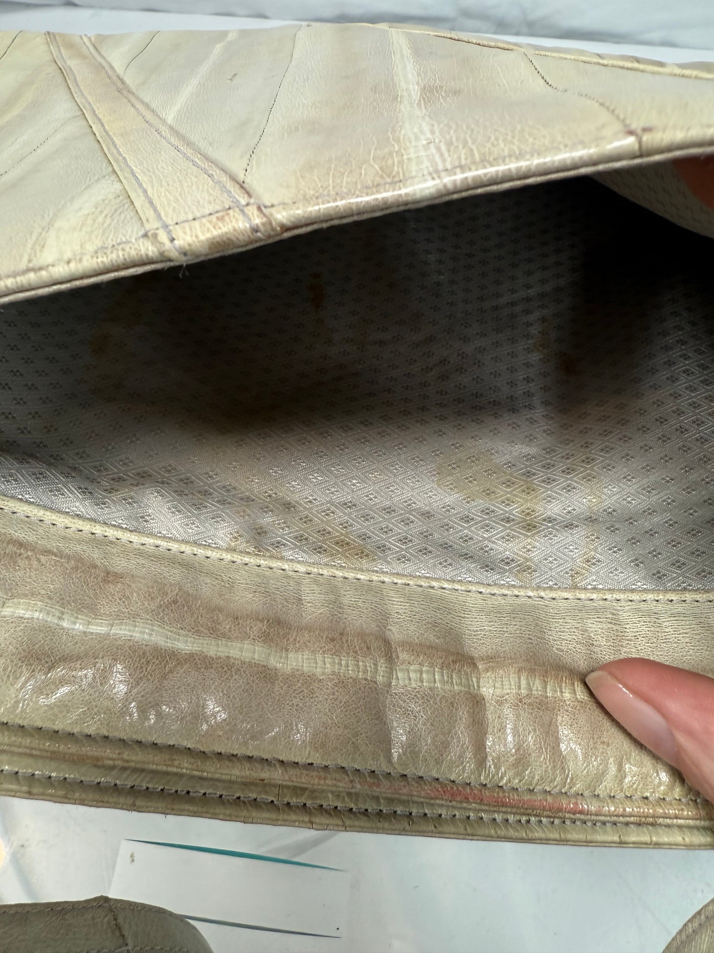 Vintage Purse - Cream Eelskin Shoulder Bag - 1980s Style