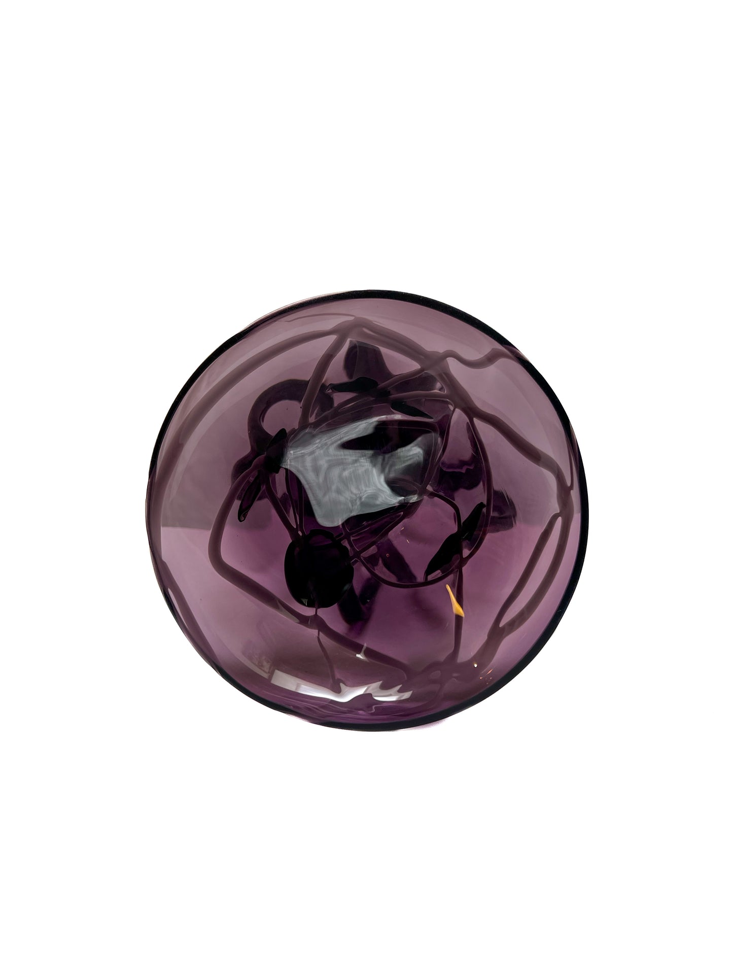 Vintage Art Glass - Jellyfish Pedestal Bowl - Amethyst and White - Makora - Made In Poland