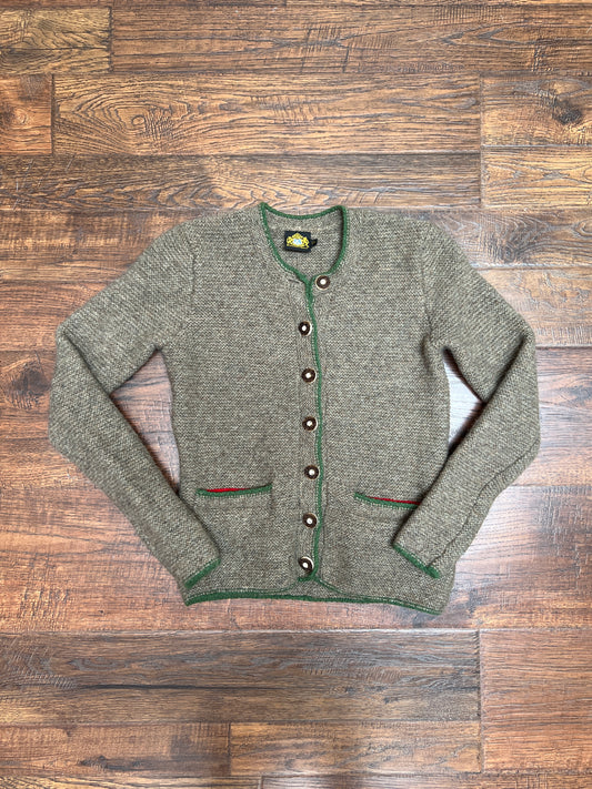 Vintage Clothing - Button Front Wool Cardigan - Brown, Green, and Red - X-Small - Hammerschmid