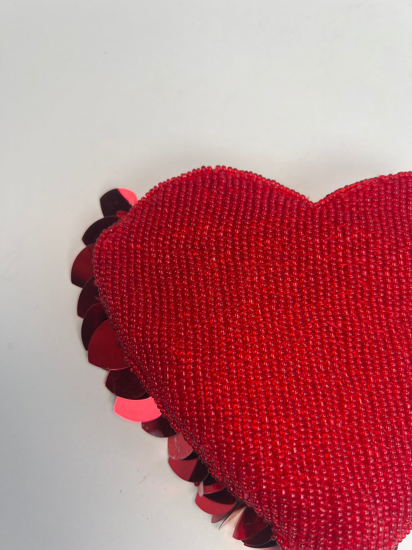 Vintage Wallet - Heart-Shaped Beaded Coin Purse - Red - Zipper Closure - Neiman Marcus