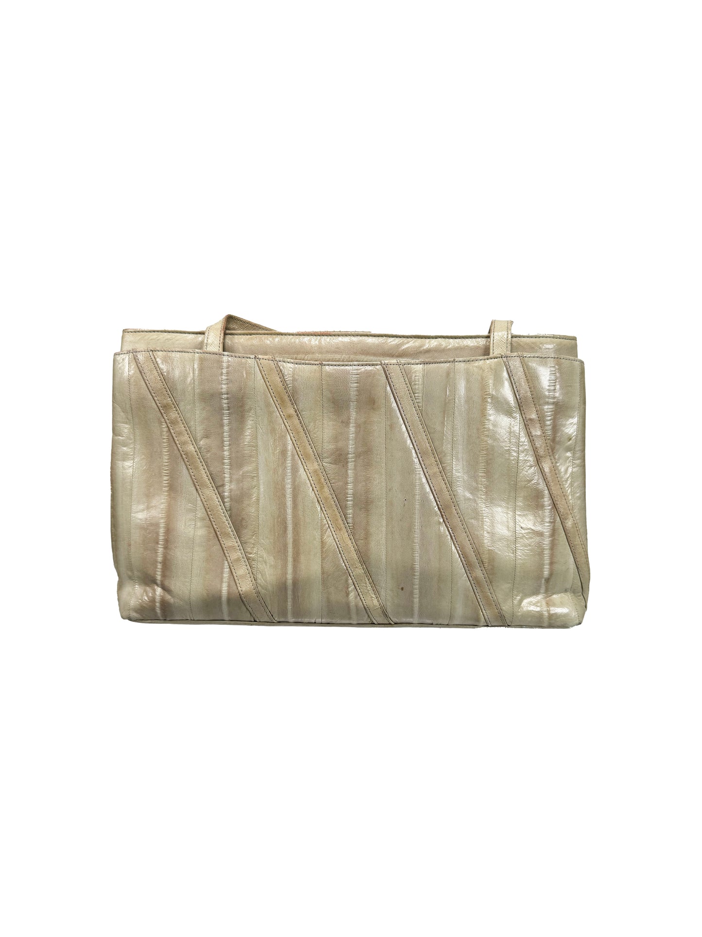 Vintage Purse - Cream Eelskin Shoulder Bag - 1980s Style